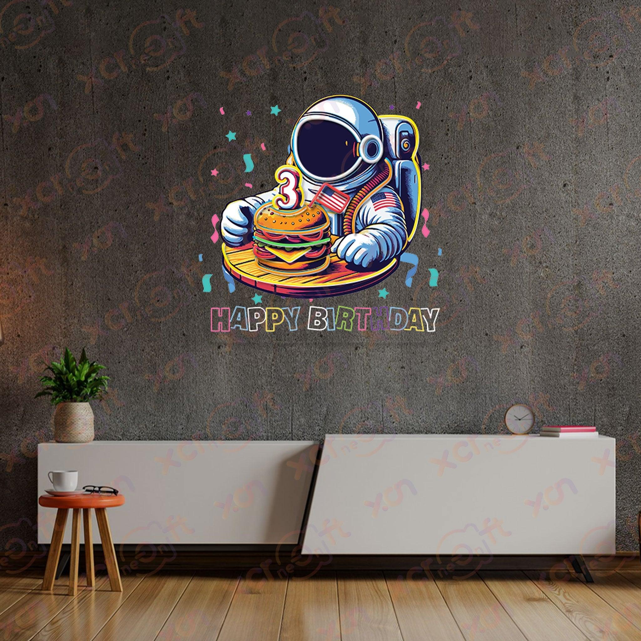 Cheese Hamburger Vs Astronaut Toodler UV Neon Sign