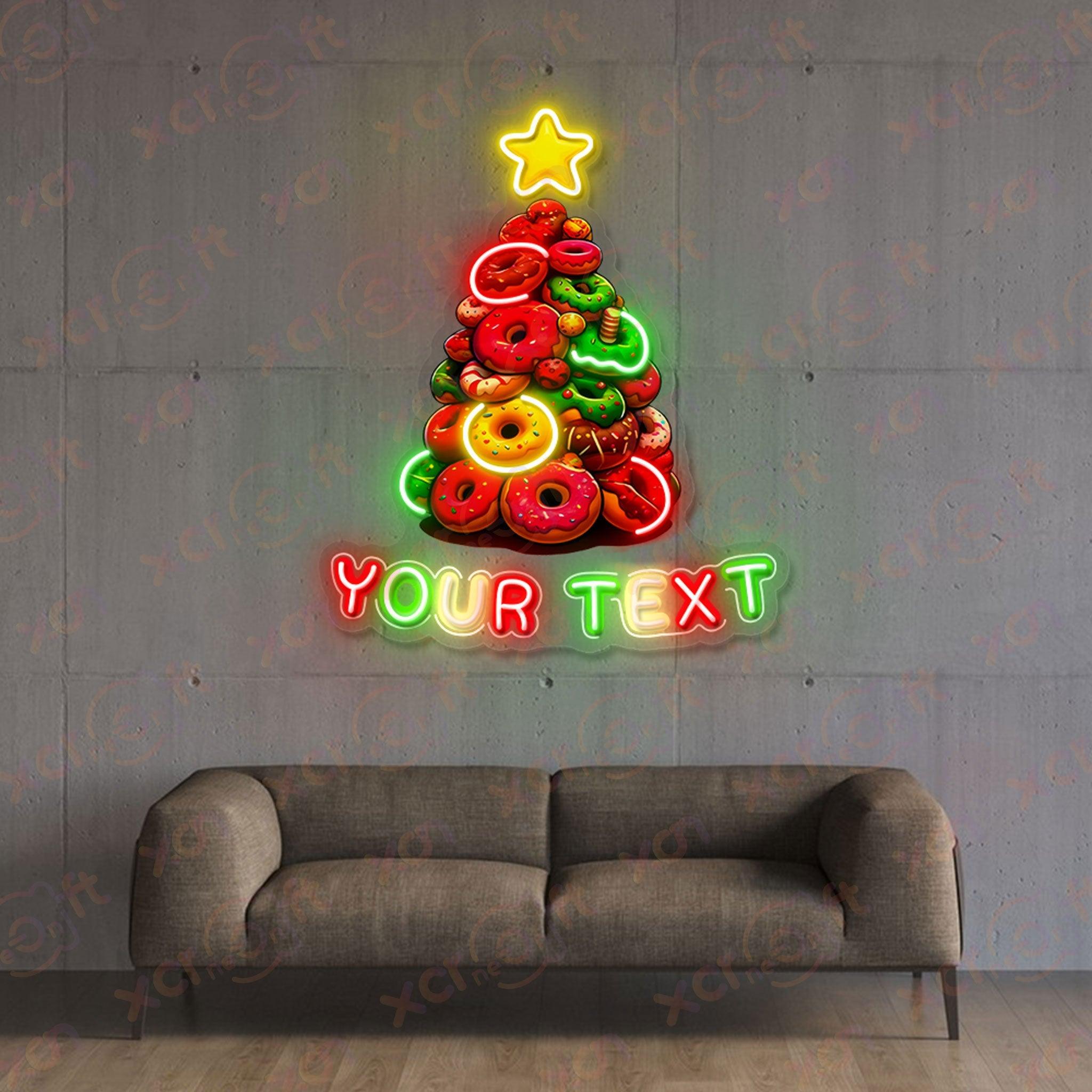 Donut Christmas Tree Printed LED Neon Sign