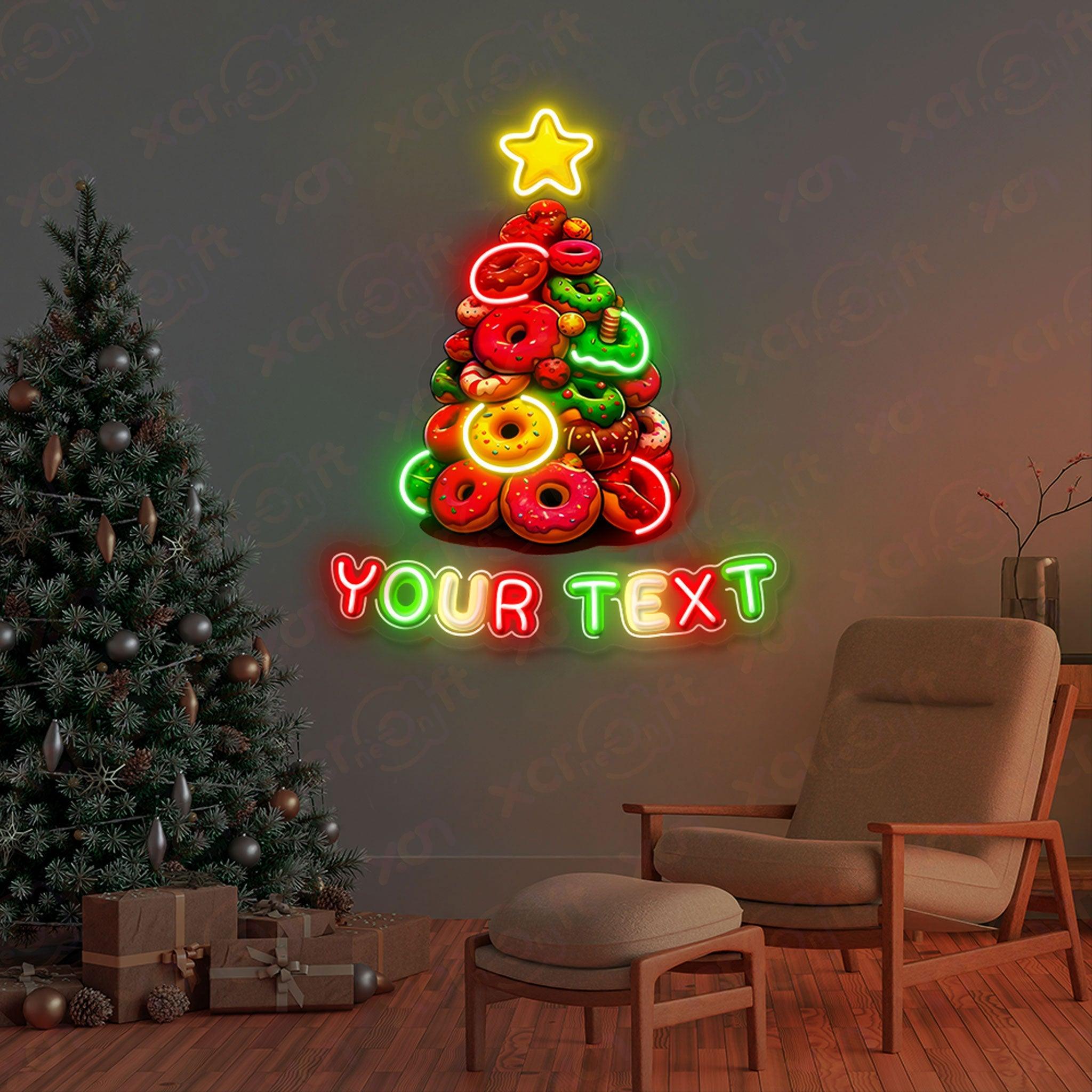 Donut Christmas Tree Printed LED Neon Sign