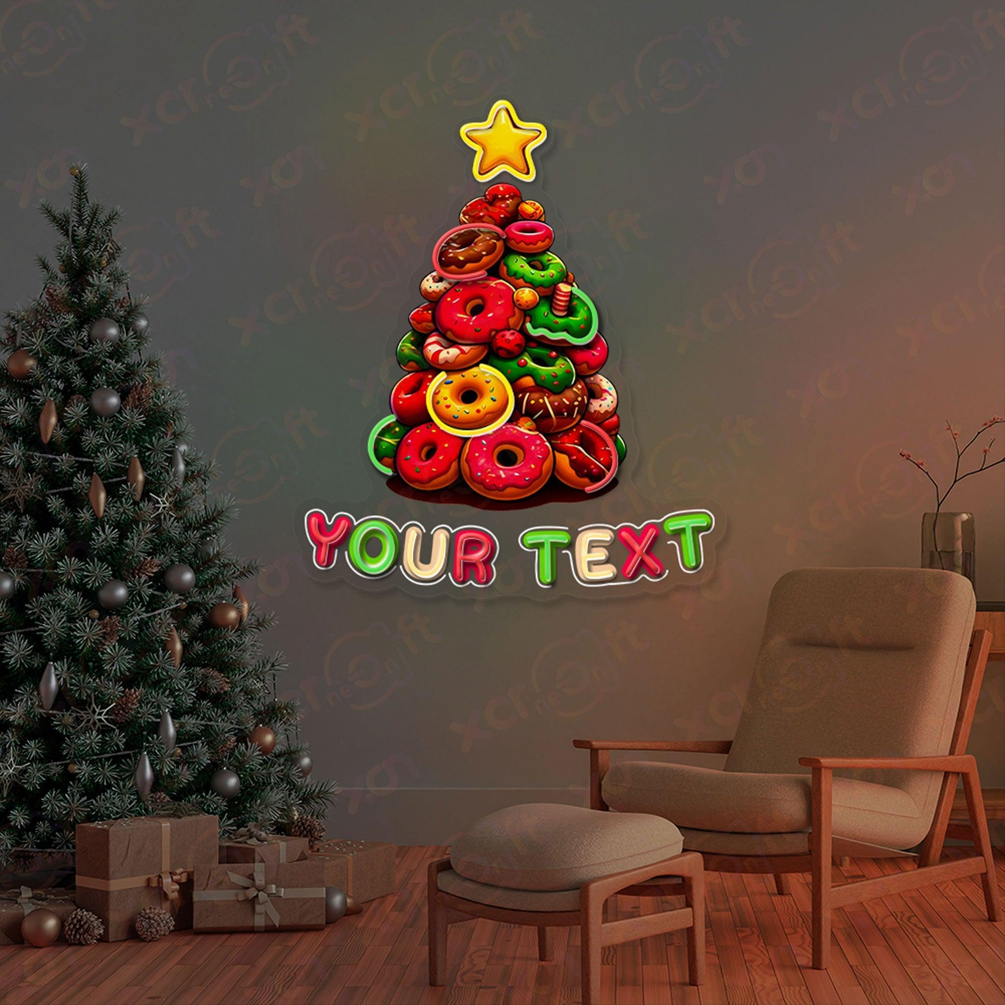 Donut Christmas Tree Printed LED Neon Sign