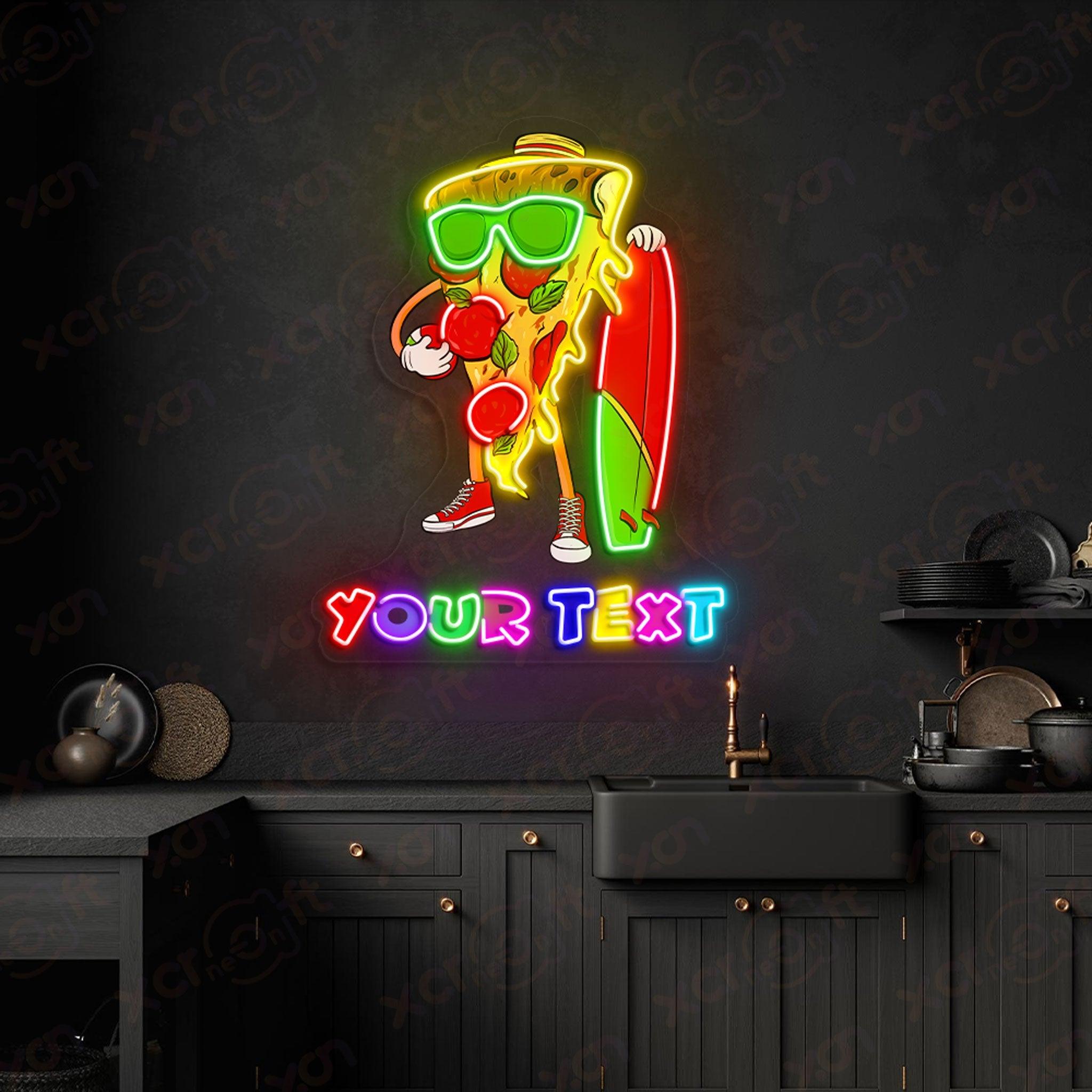 Pizza Wear Sunglasses LED Neon Wall Art