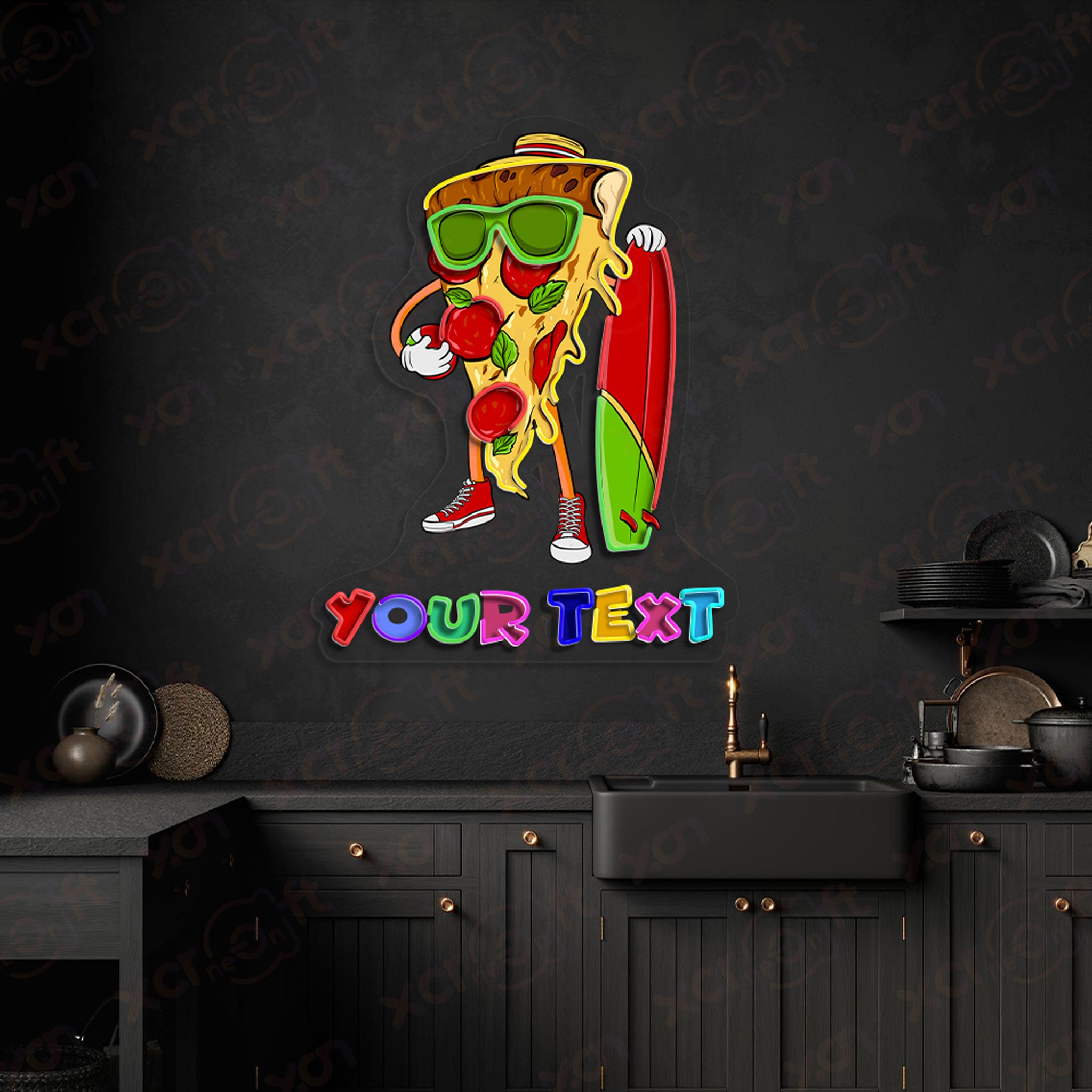 Pizza Wear Sunglasses LED Neon Wall Art