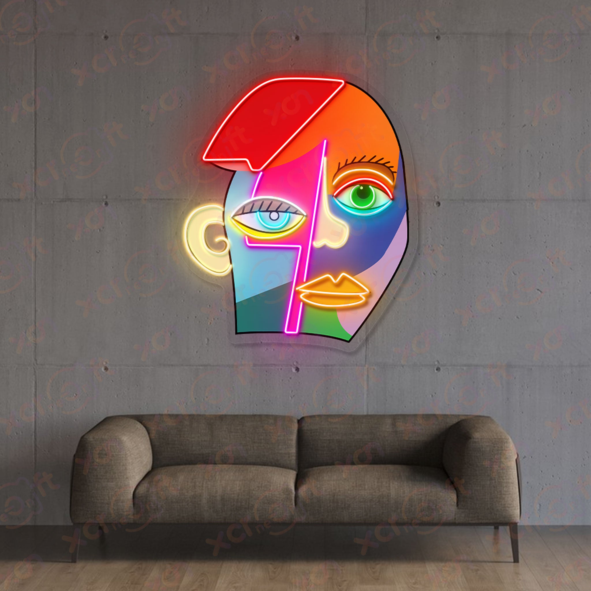 Abstract Man's Face Durable Neon Light