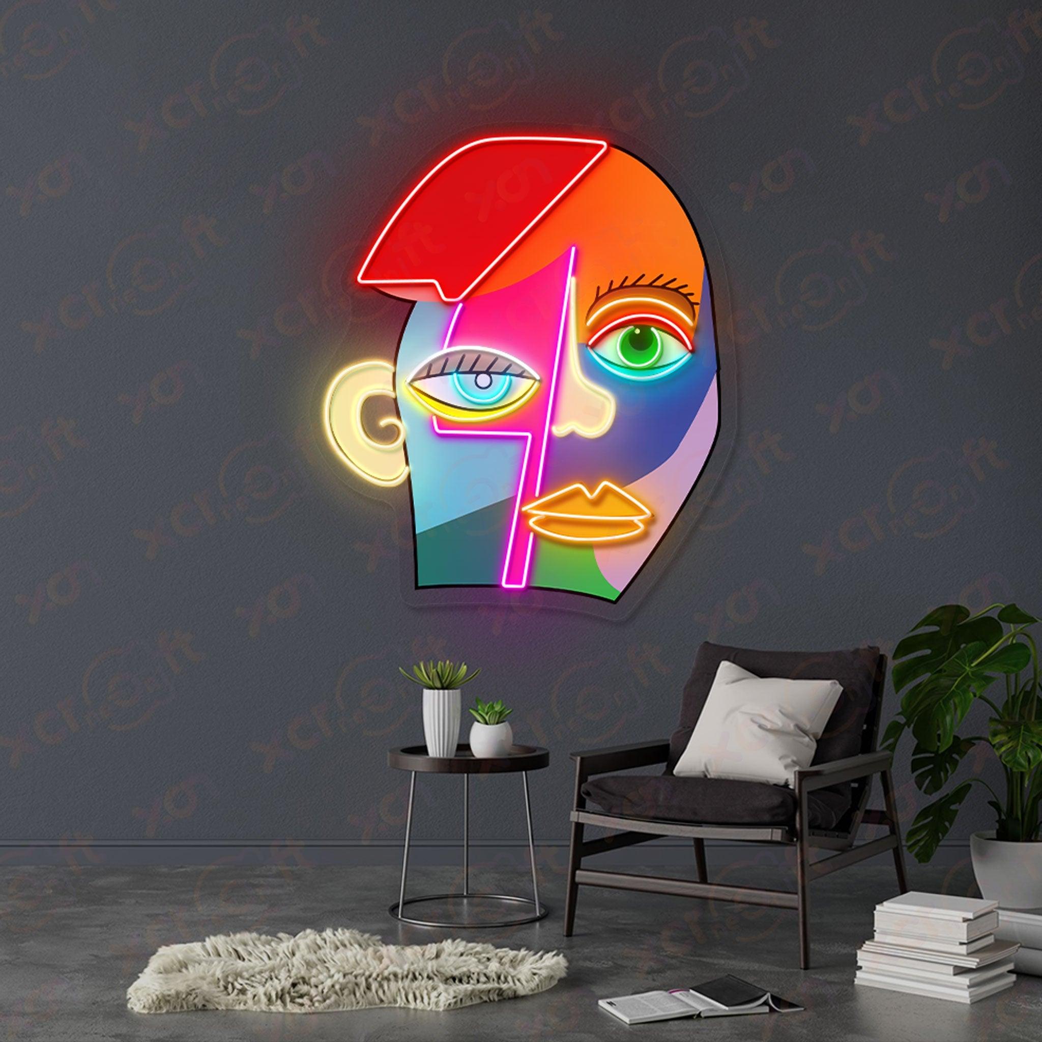 Abstract Man's Face Durable Neon Light