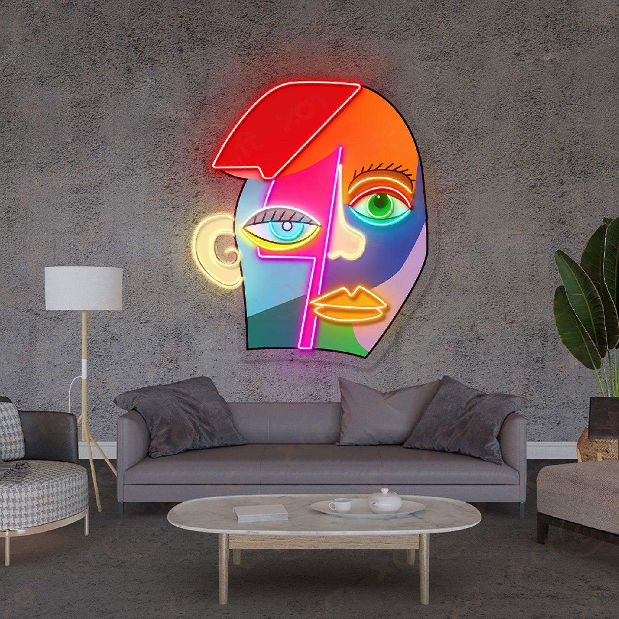 Abstract Man's Face Durable Neon Light