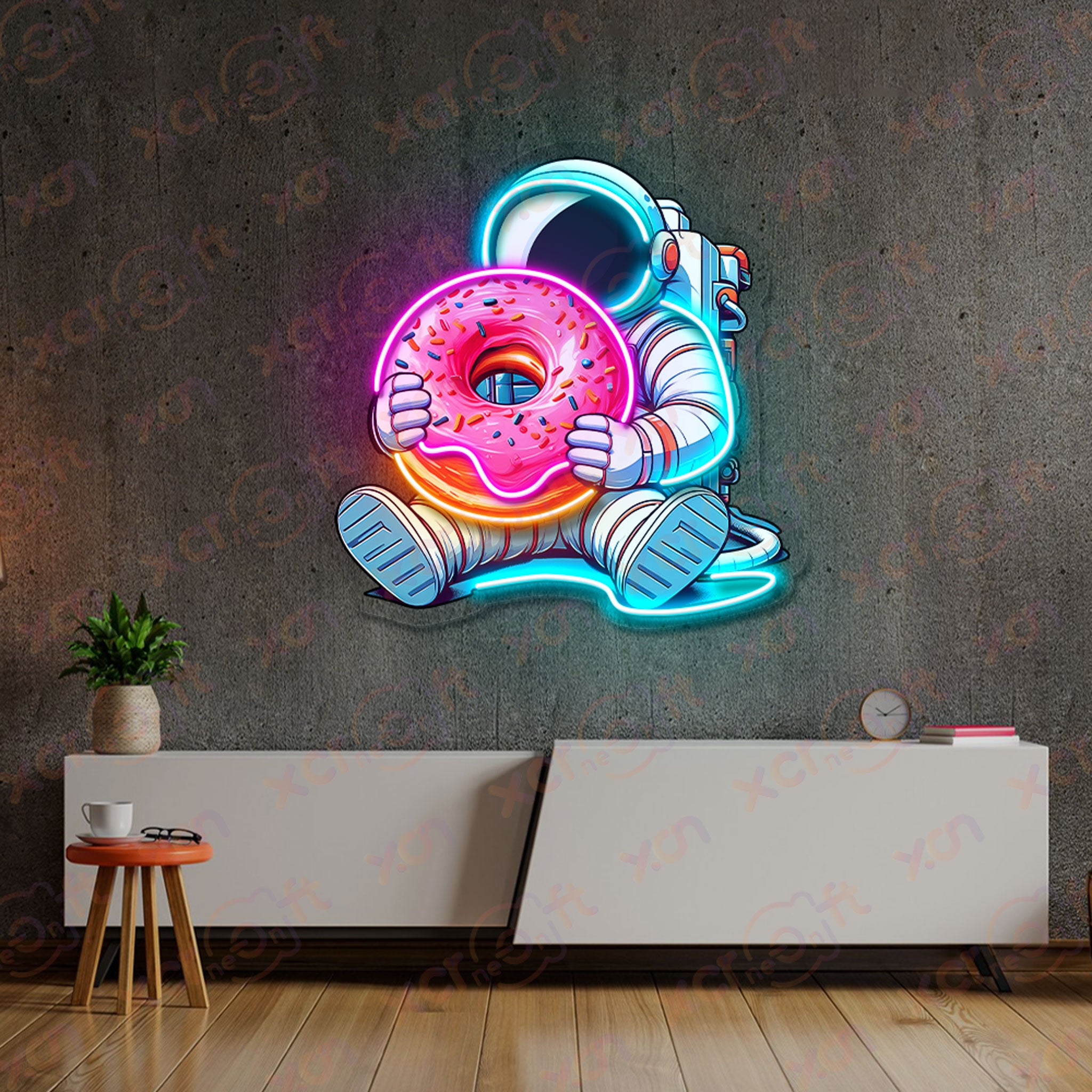 Astronaut Vs Donut Color Neon