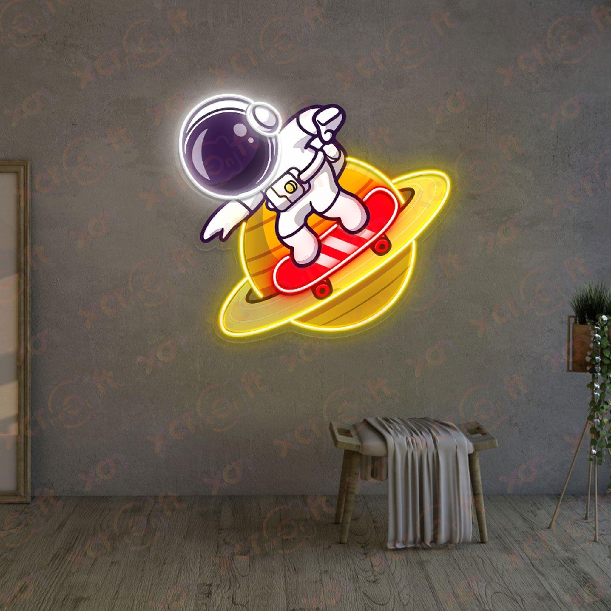 Astronaut Skateboarding UV Custom Neon Sign