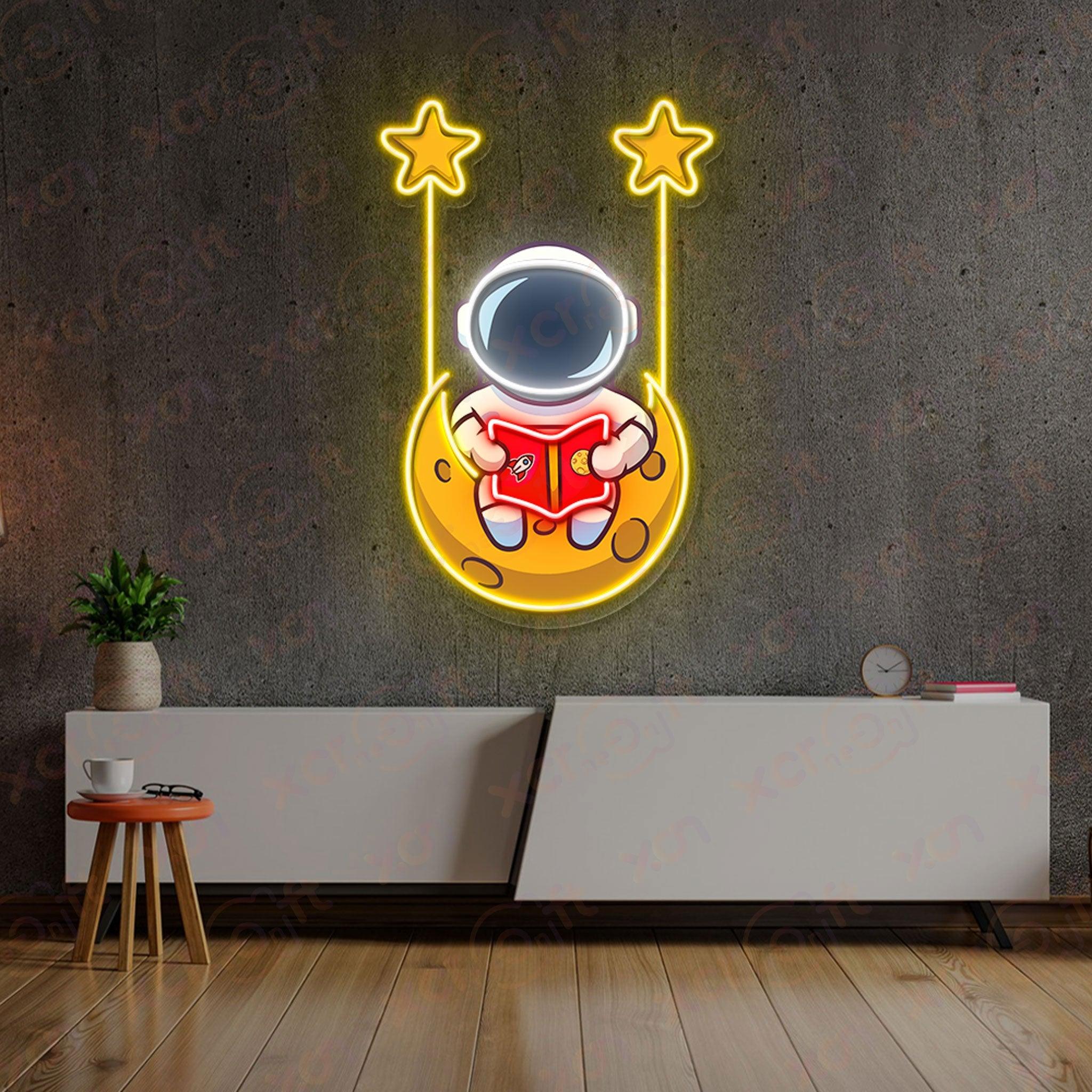 Astronaut Swinging UV Printed Neon Sign