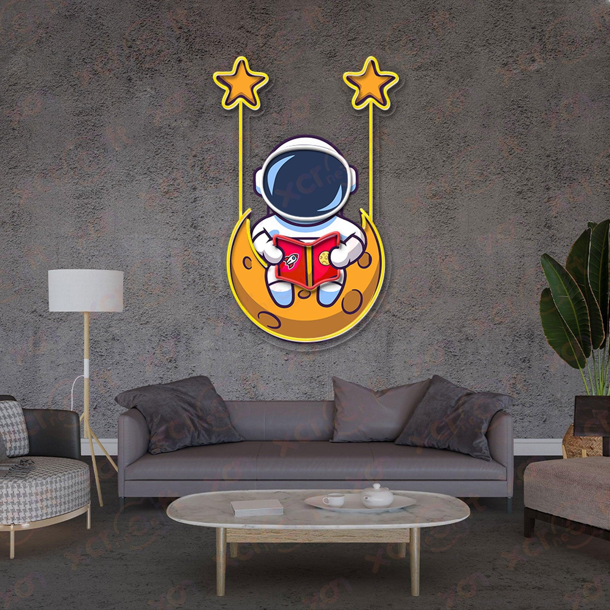 Astronaut Swinging UV Printed Neon Sign