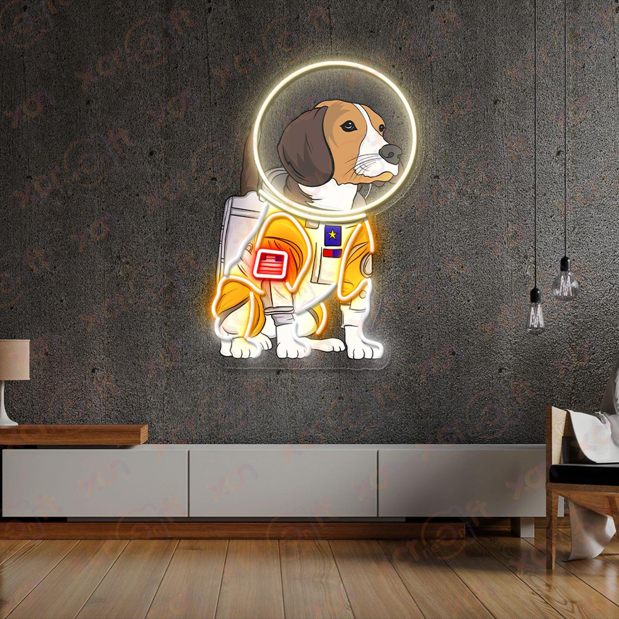 Dog Astronaut UV Printed Neon Sign