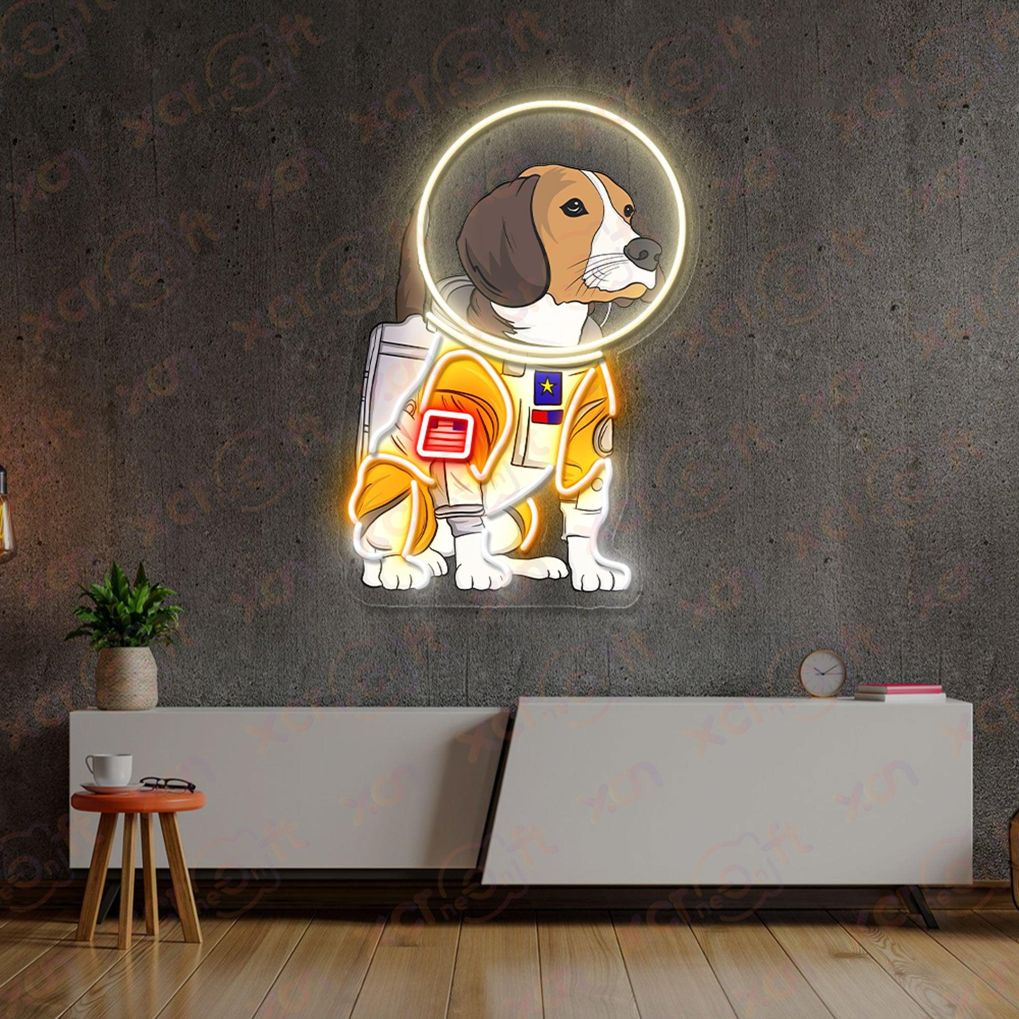 Dog Astronaut UV Printed Neon Sign