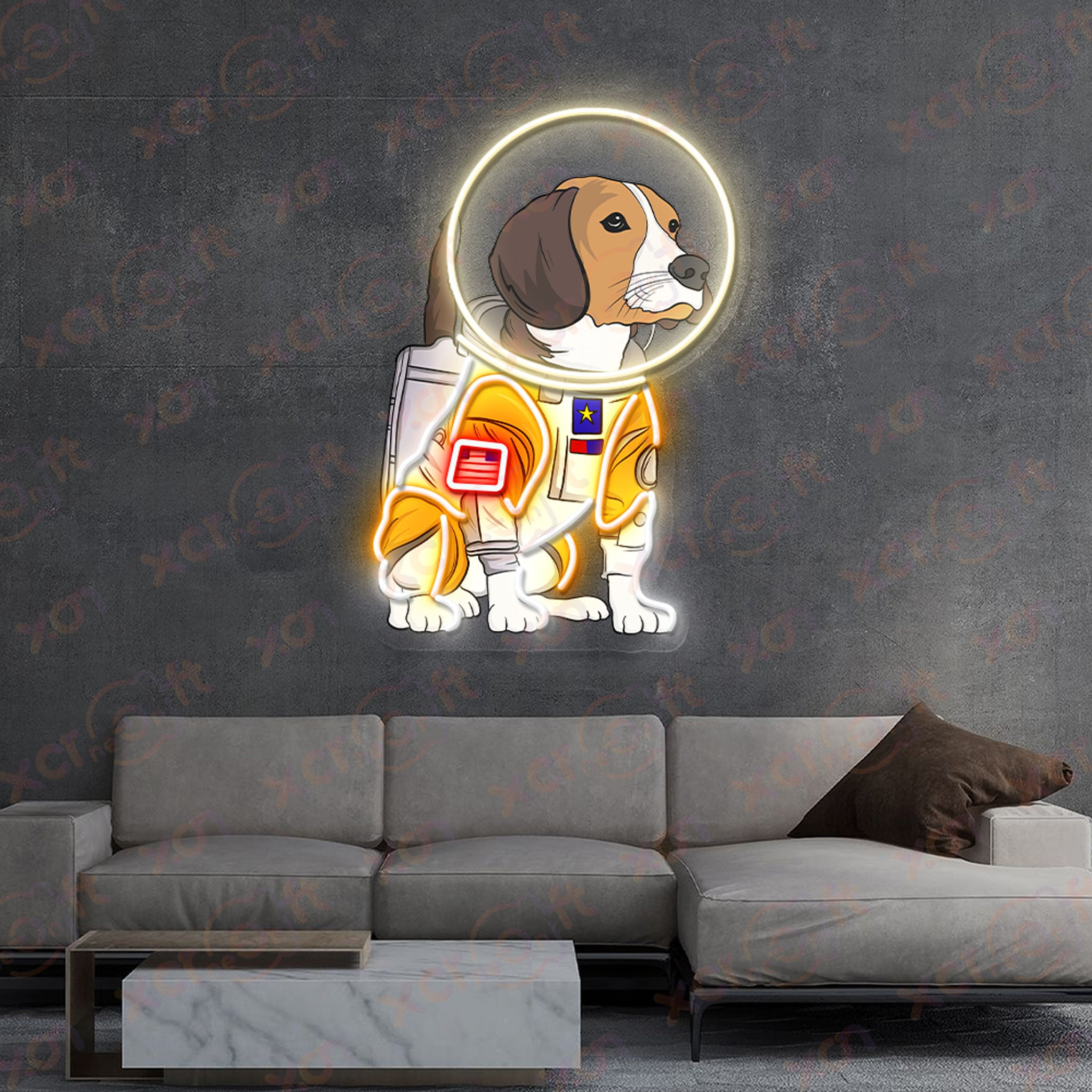 Dog Astronaut UV Printed Neon Sign