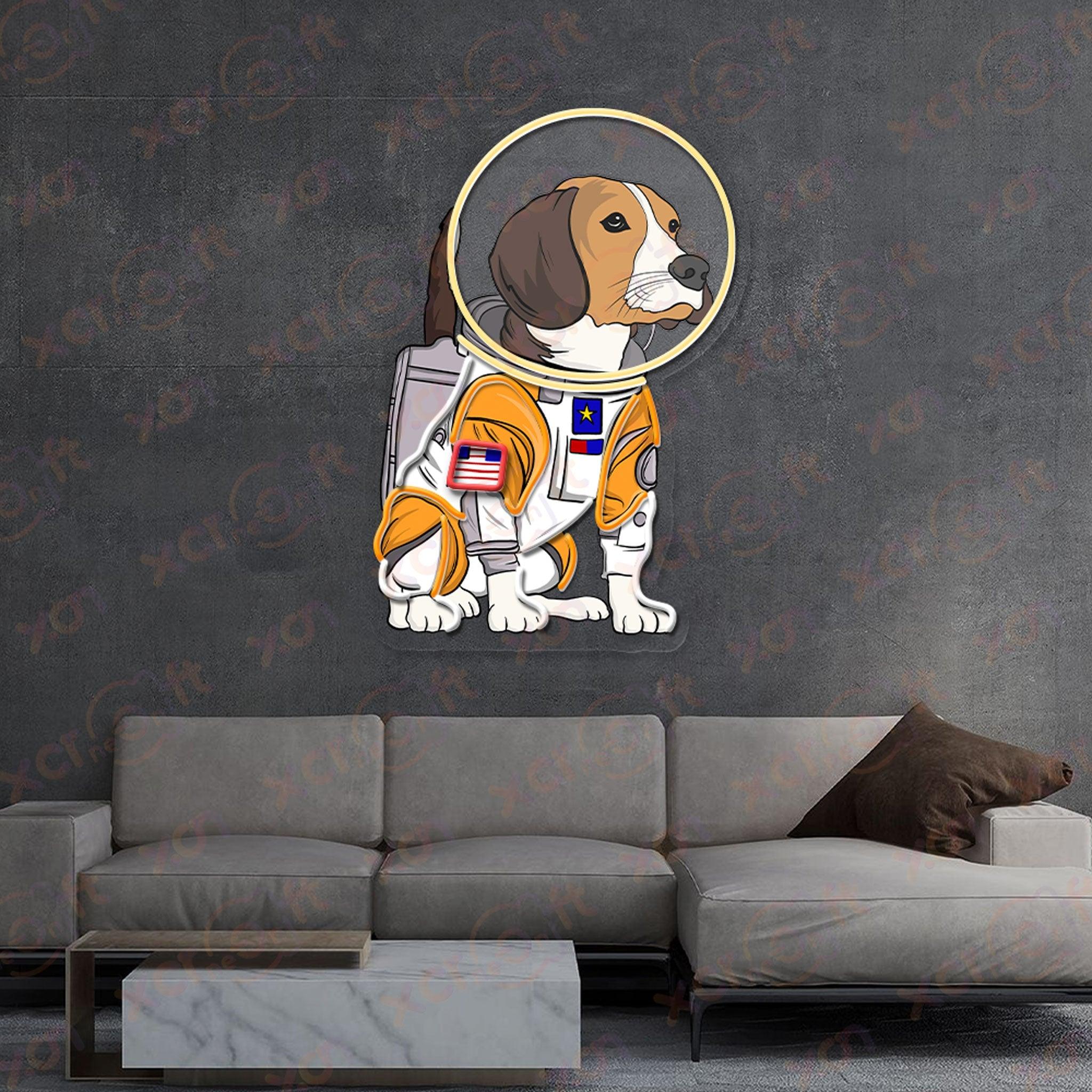 Dog Astronaut UV Printed Neon Sign