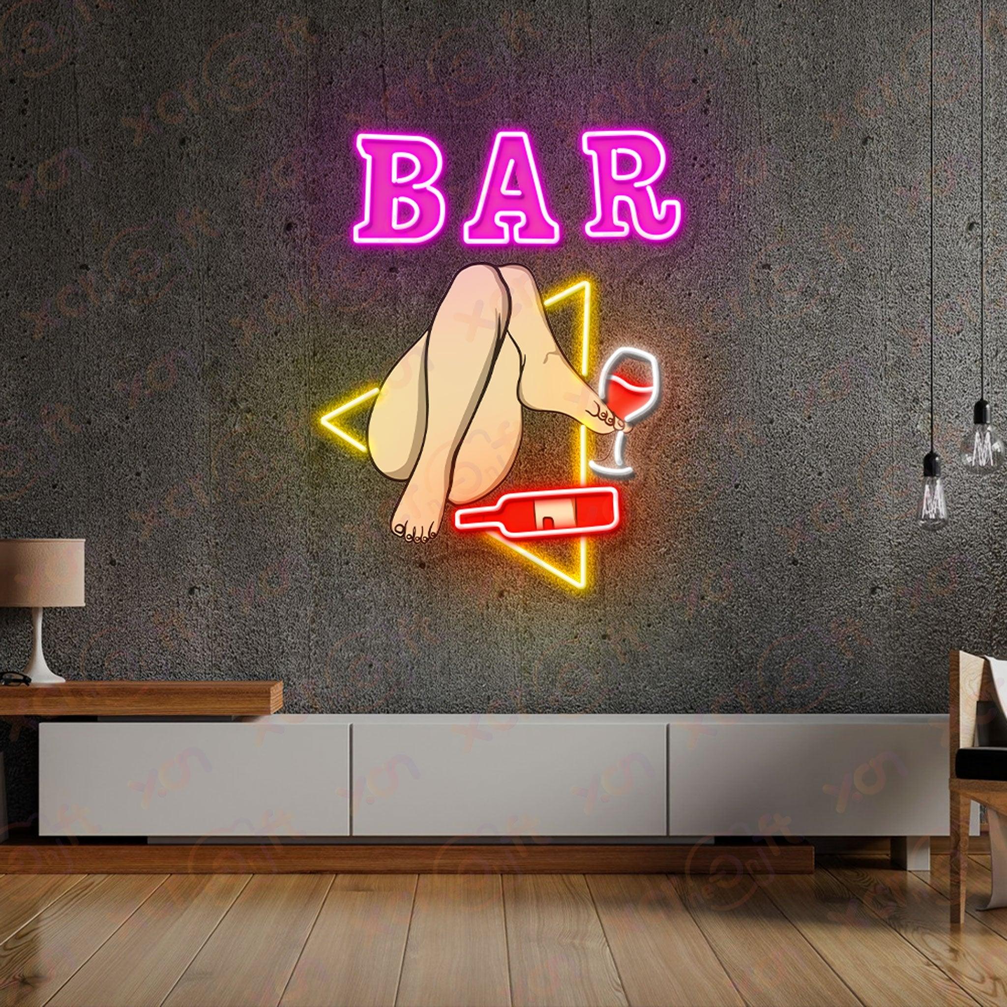 Bar Girl Wine UV Custom Neon Sign