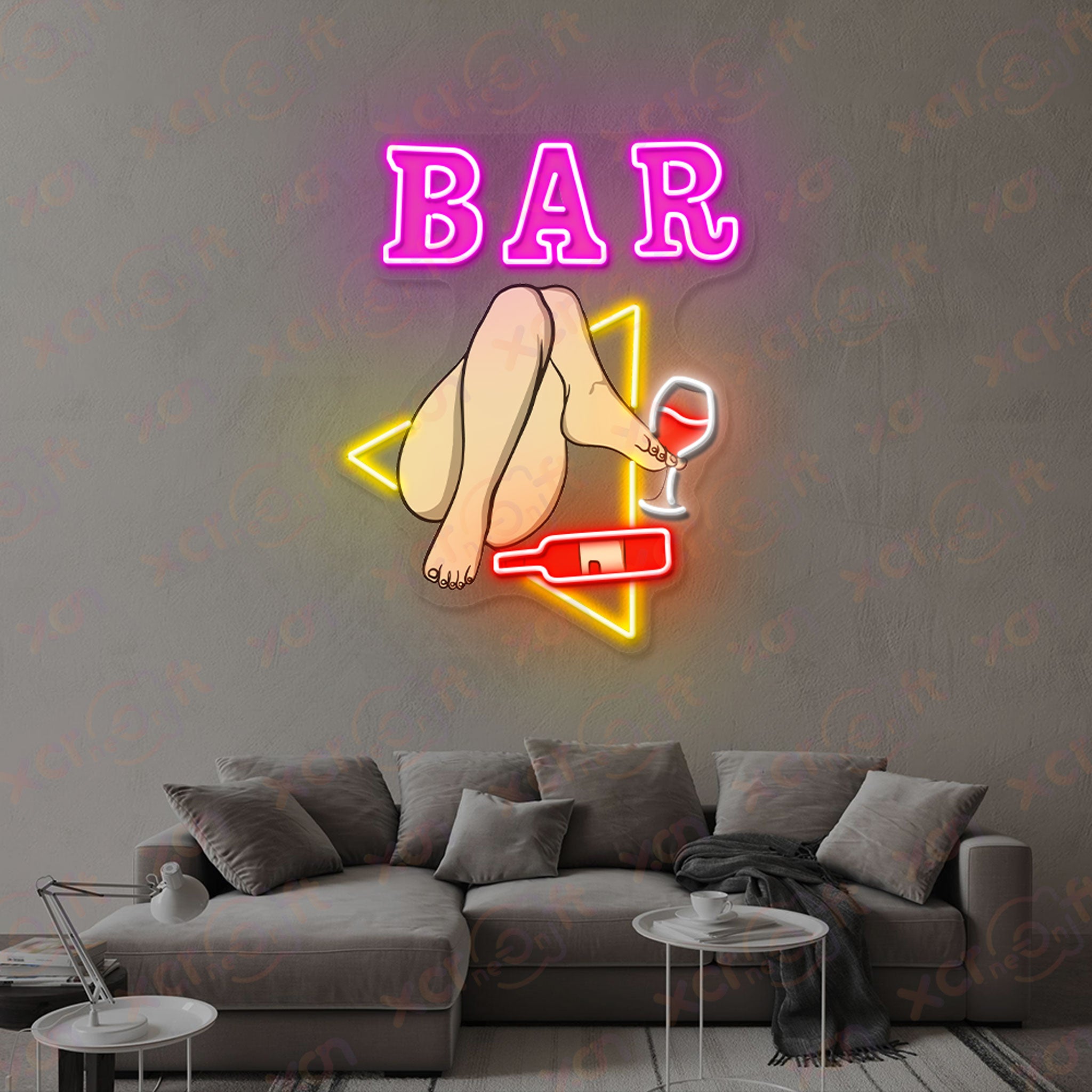 Bar Girl Wine UV Custom Neon Sign