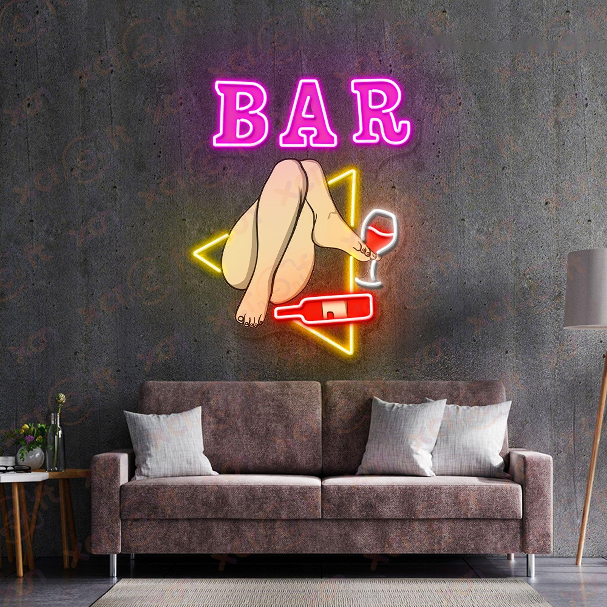 Bar Girl Wine UV Custom Neon Sign