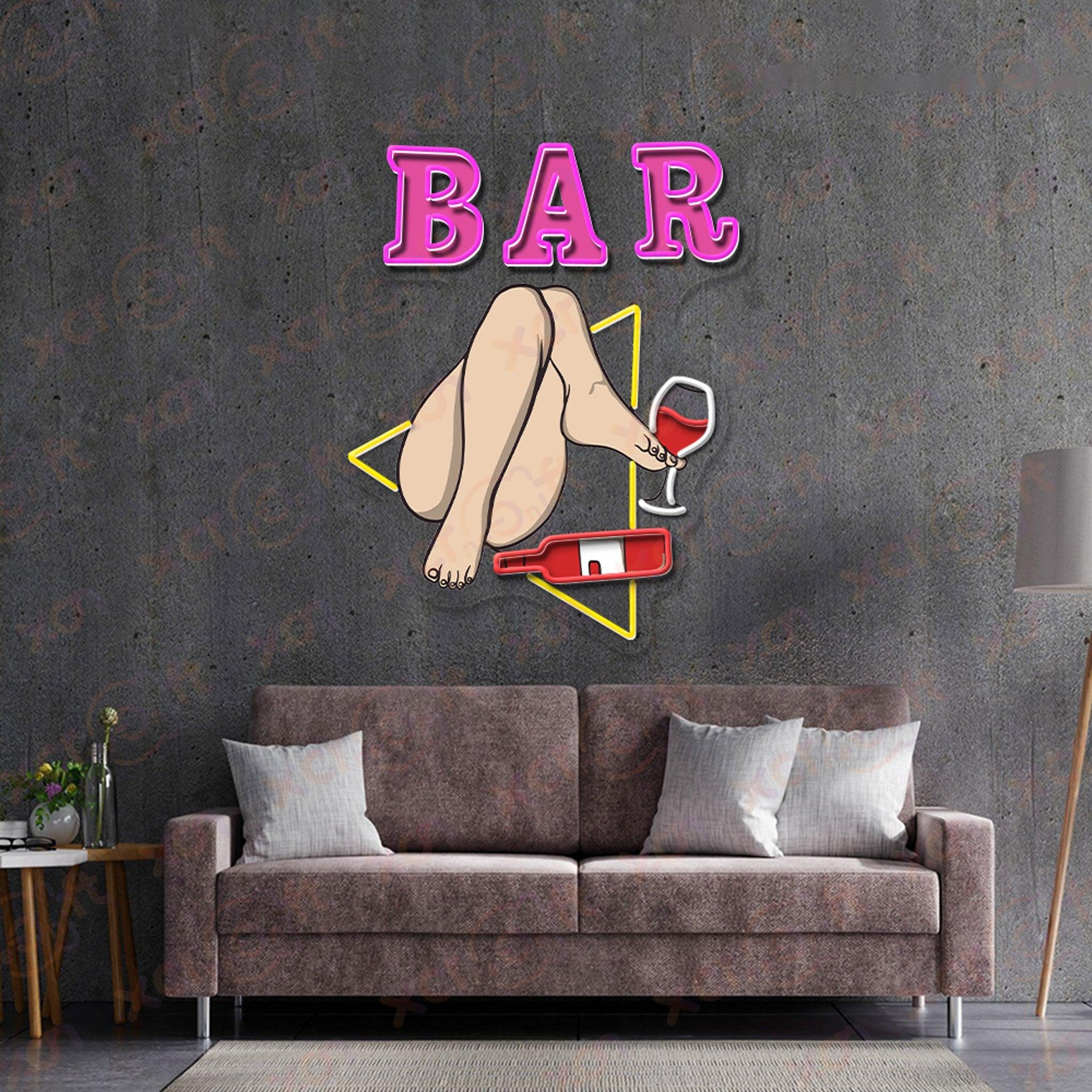 Bar Girl Wine UV Custom Neon Sign