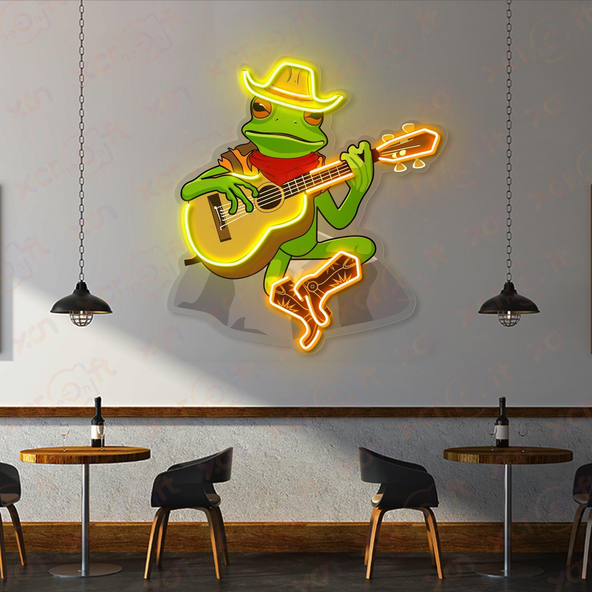 Frog Plays Guitar Neon Signs Decoration