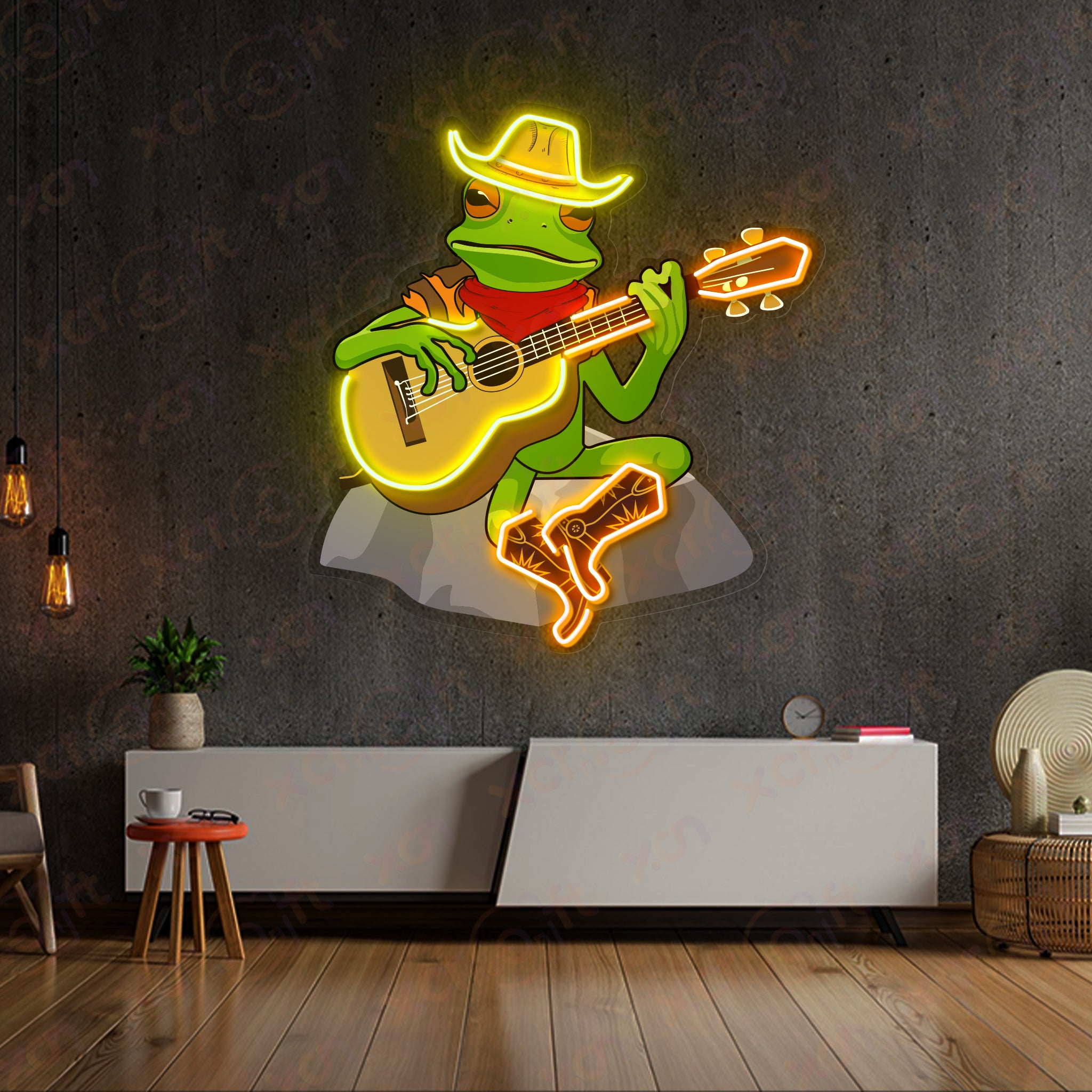 Frog Plays Guitar Neon Signs Decoration