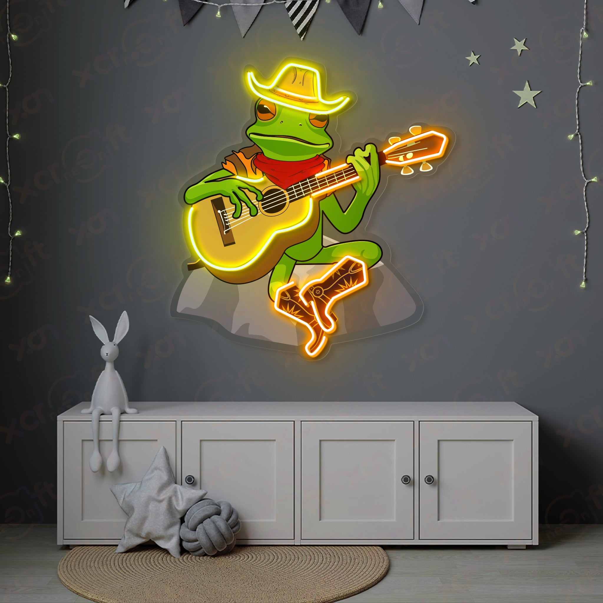 Frog Plays Guitar Neon Signs Decoration