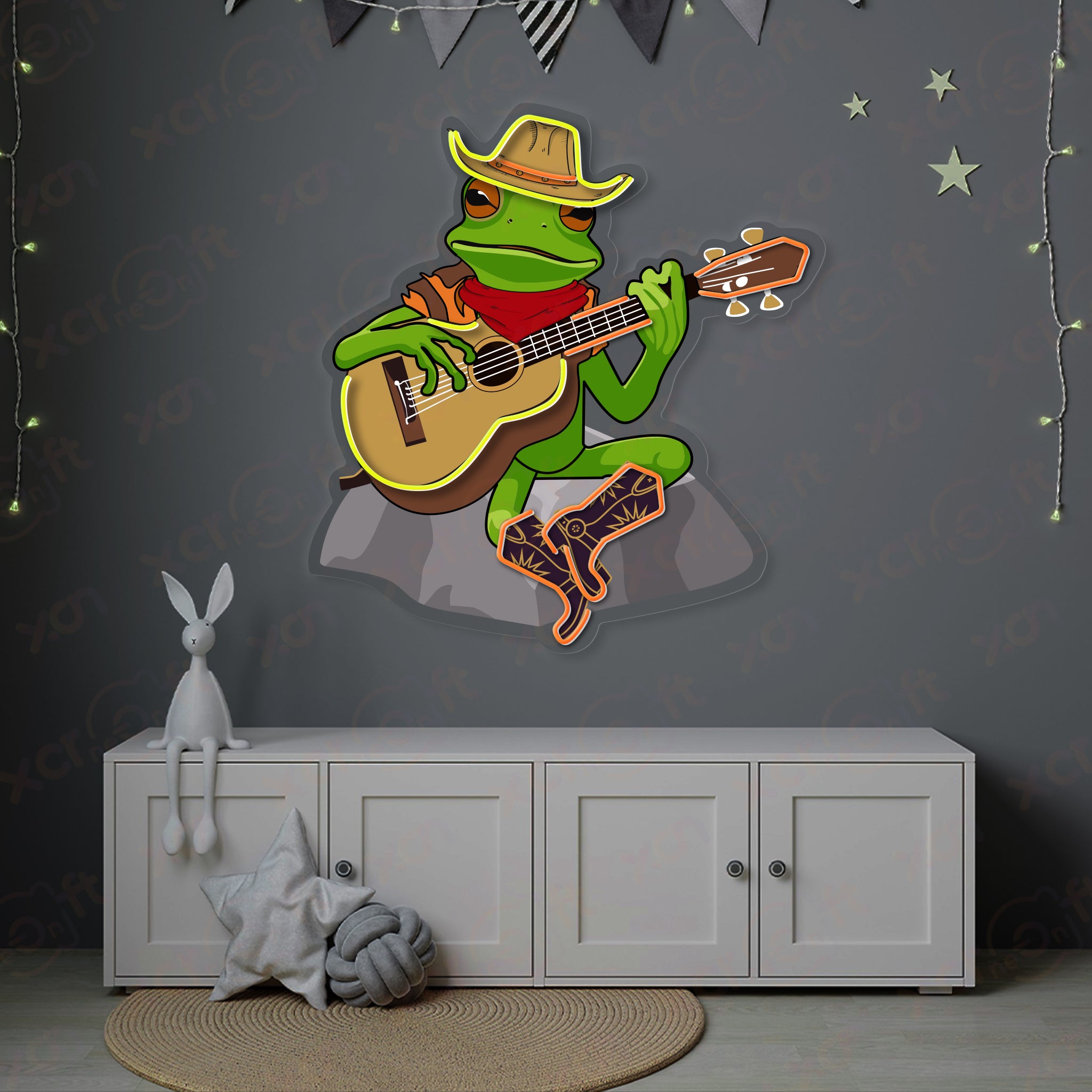 Frog Plays Guitar Neon Signs Decoration