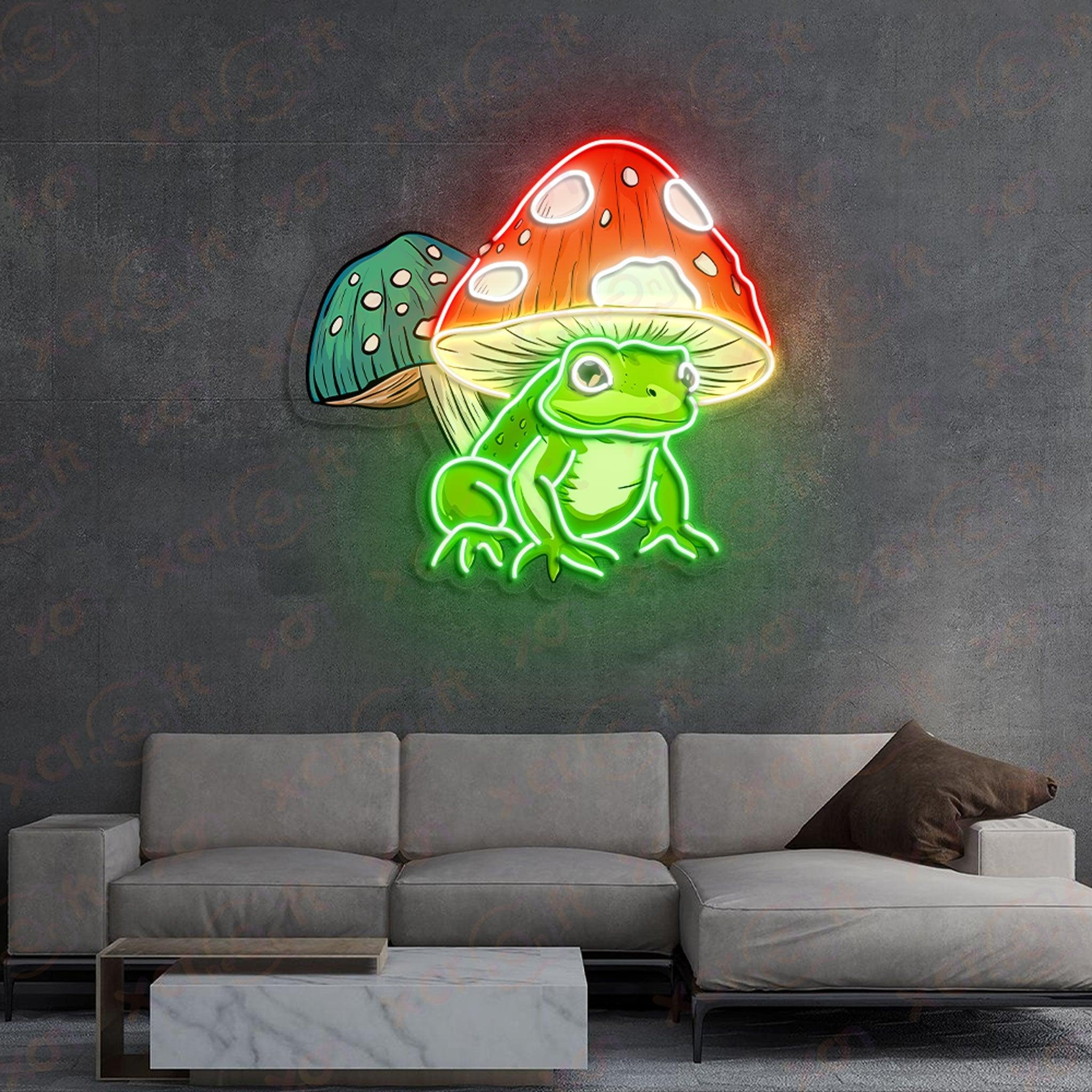 Frog And Mushroom UV Printed LED Neon Sign