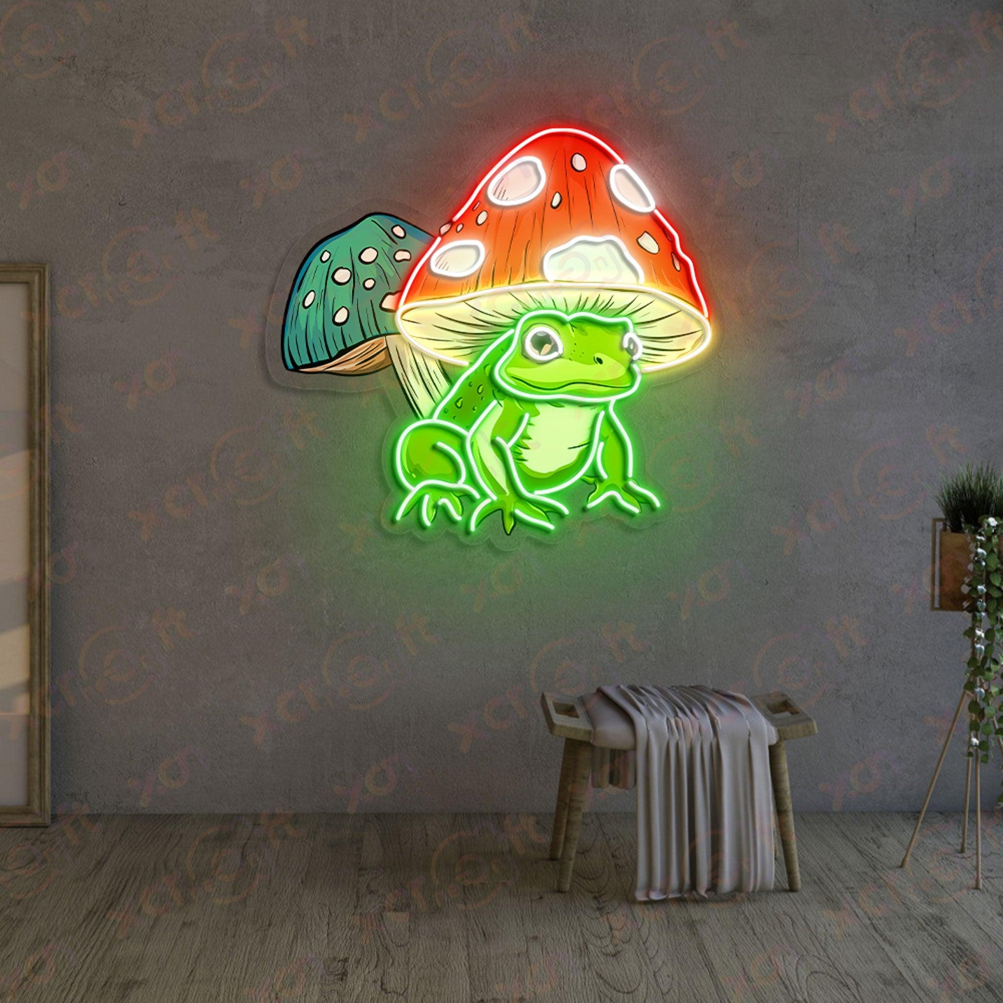 Frog And Mushroom UV Printed LED Neon Sign