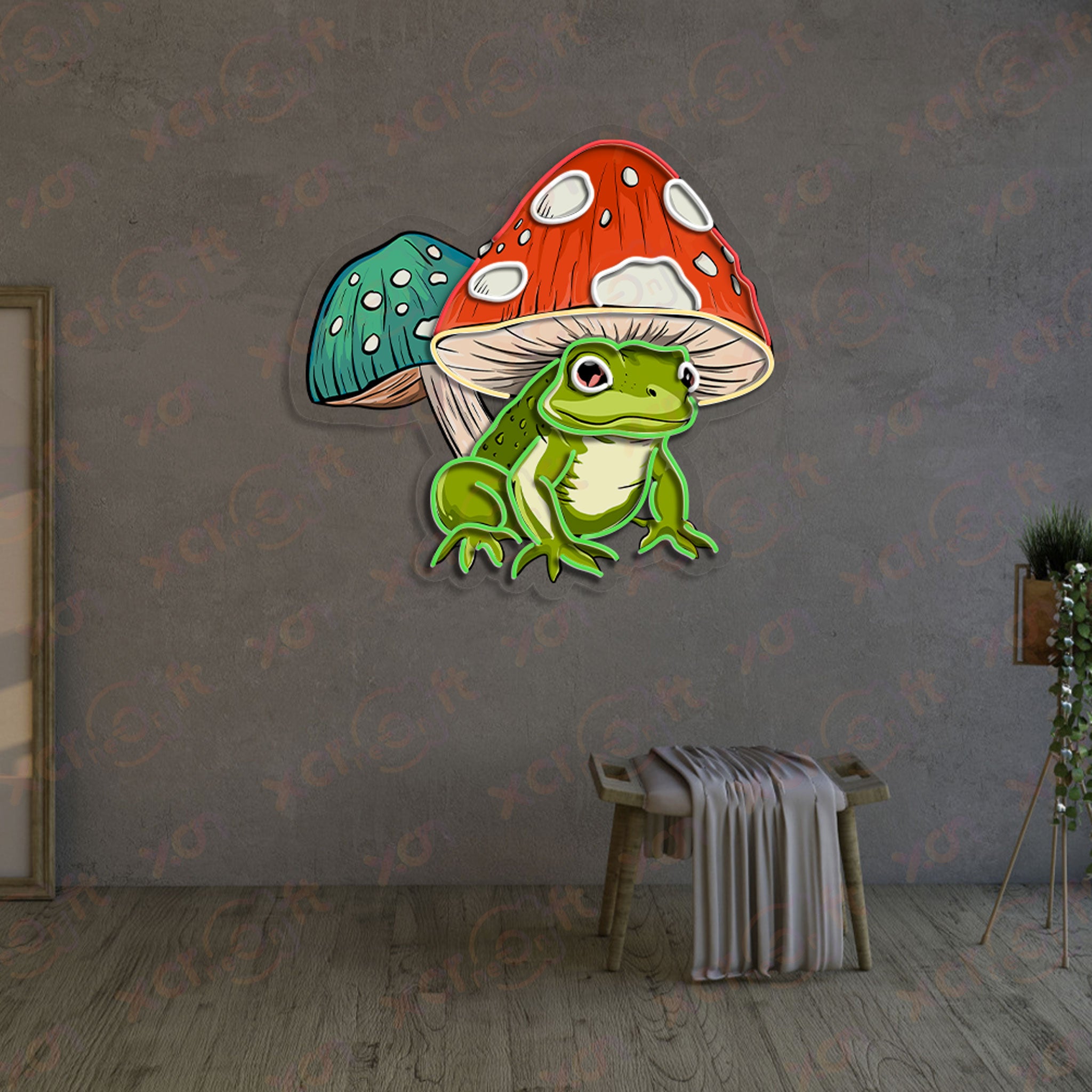 Frog And Mushroom UV Printed LED Neon Sign