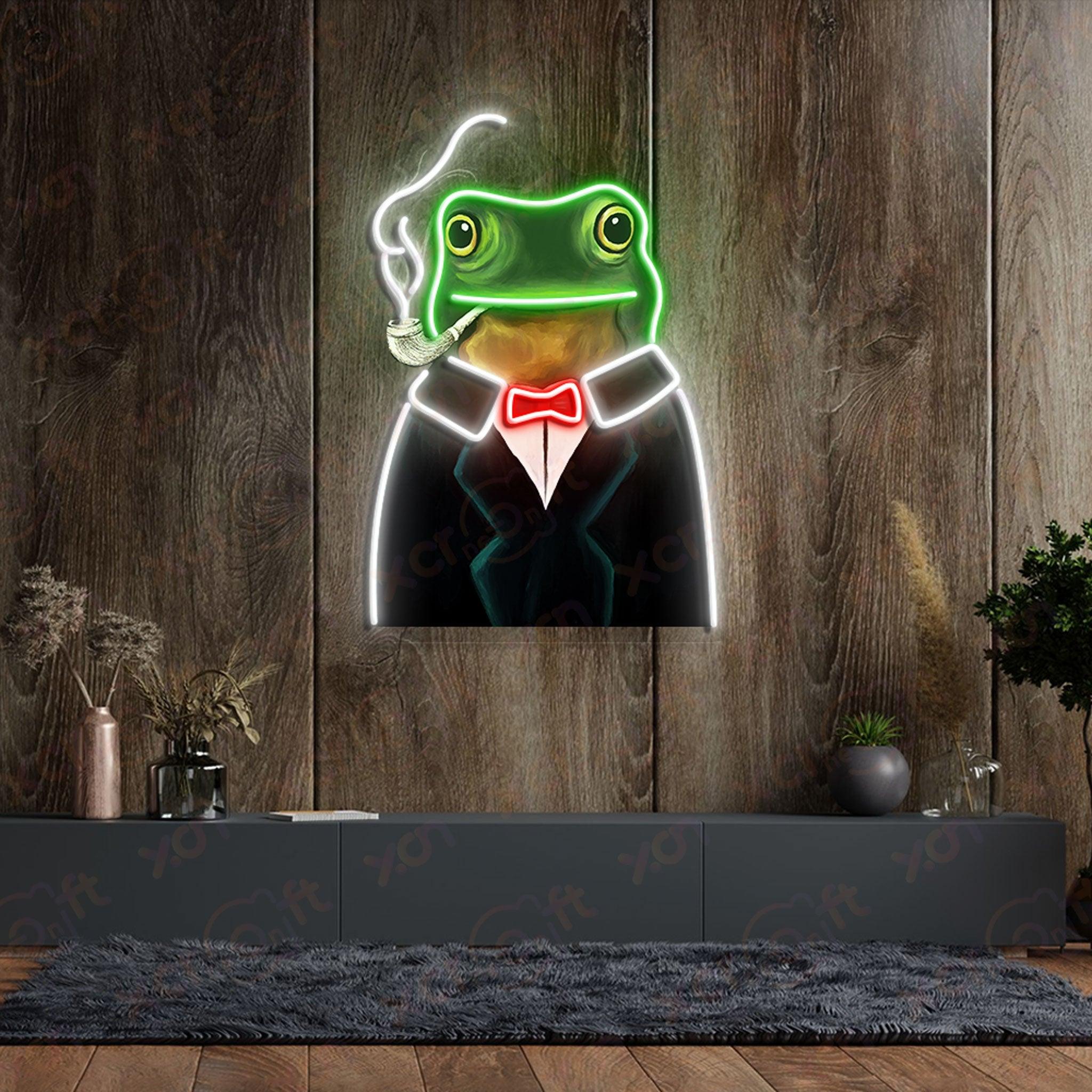 Frog Smokes Cigar UV Custom Neon Sign