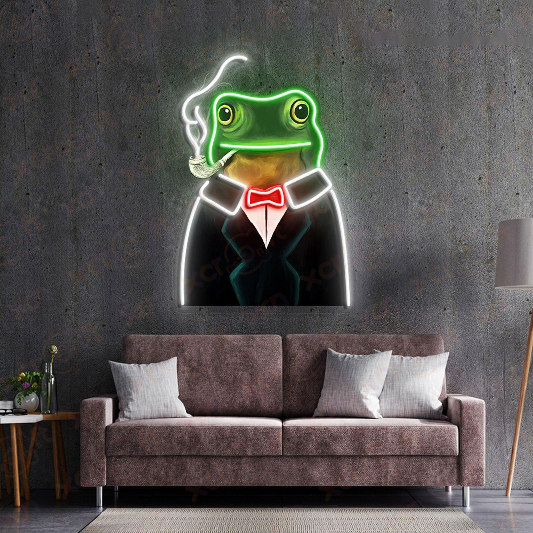 Frog Smokes Cigar UV Custom Neon Sign