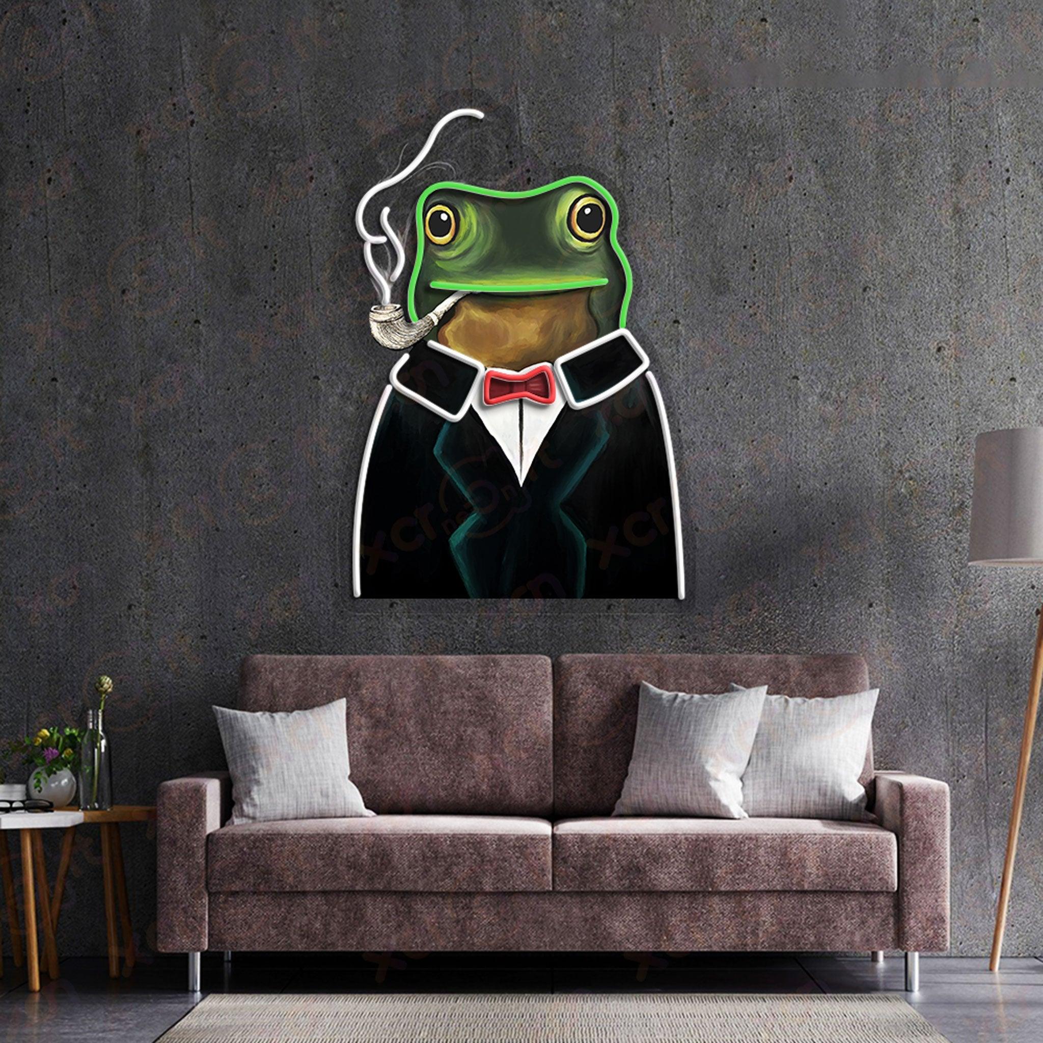 Frog Smokes Cigar UV Custom Neon Sign