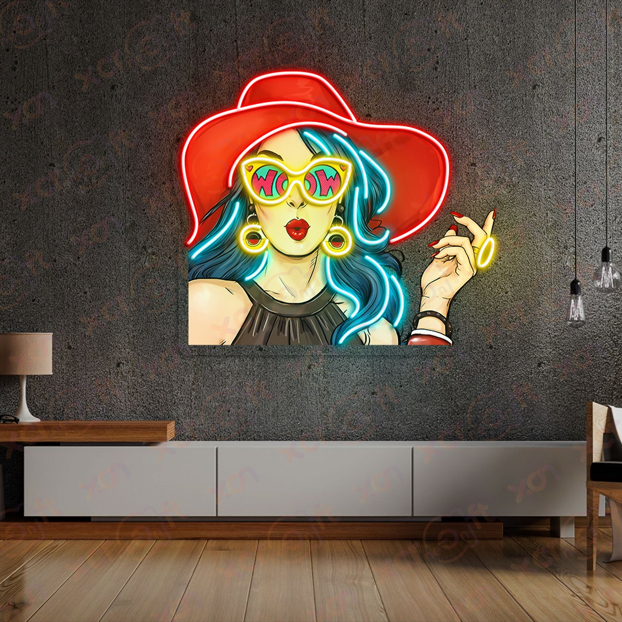 Pop Art Wow Girl LED Neon Light