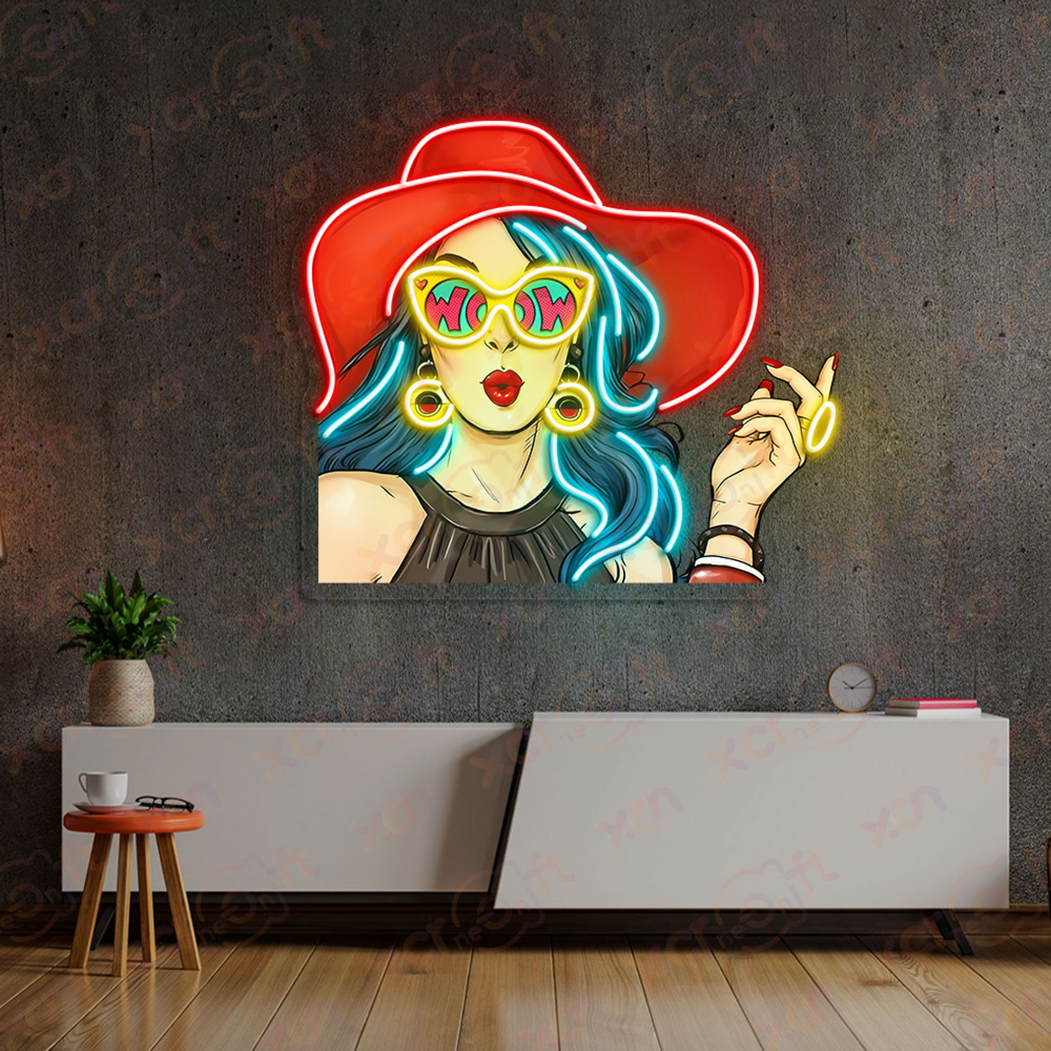 Pop Art Wow Girl LED Neon Light