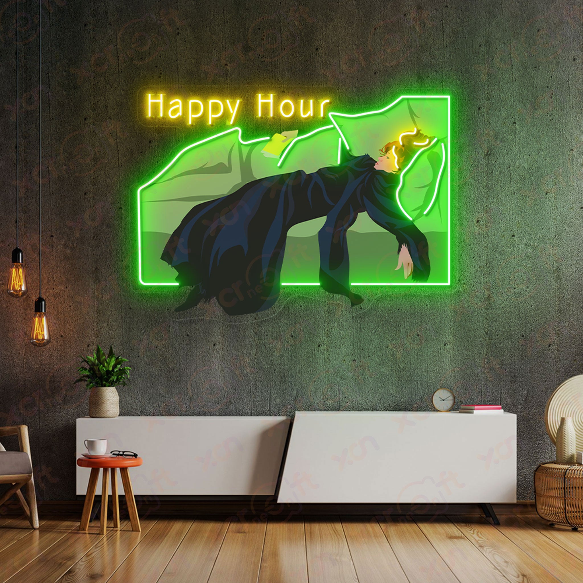 Drunk Woman UV Printed LED Neon Sign