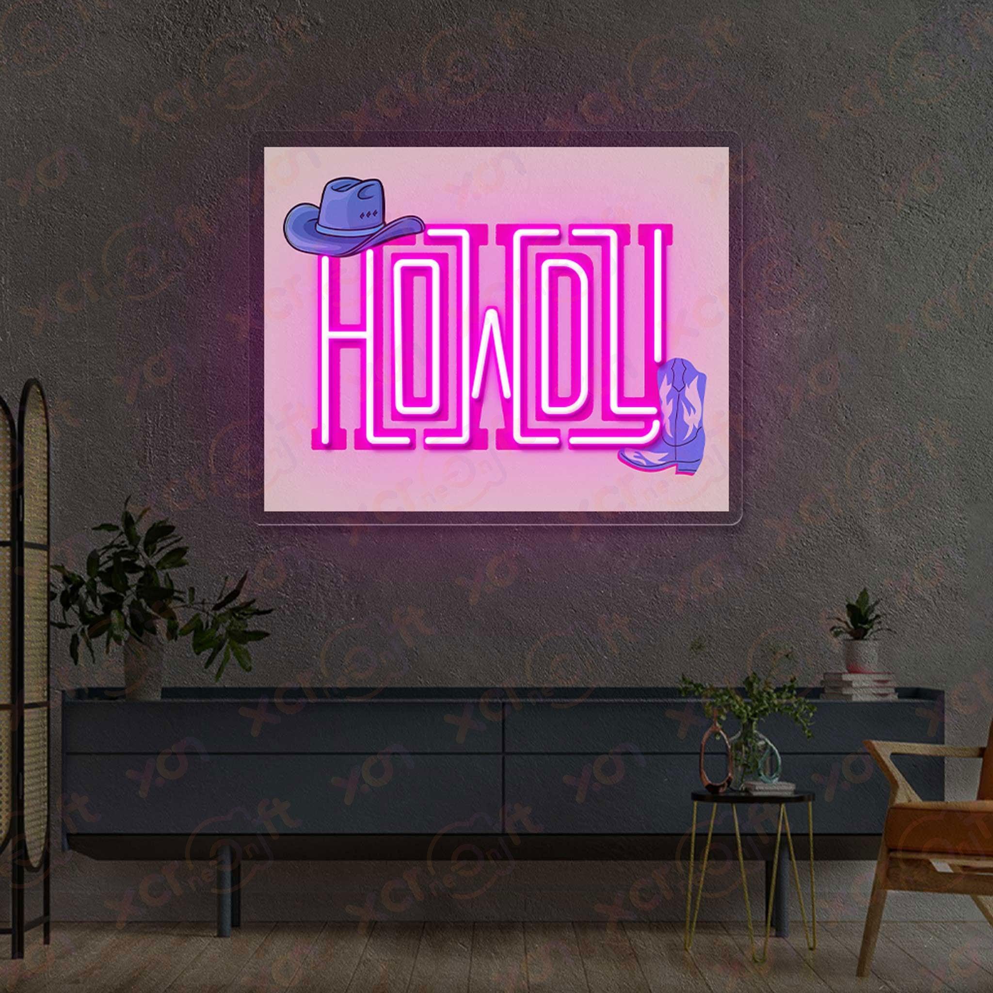 Howdy Typo UV Neon Signs