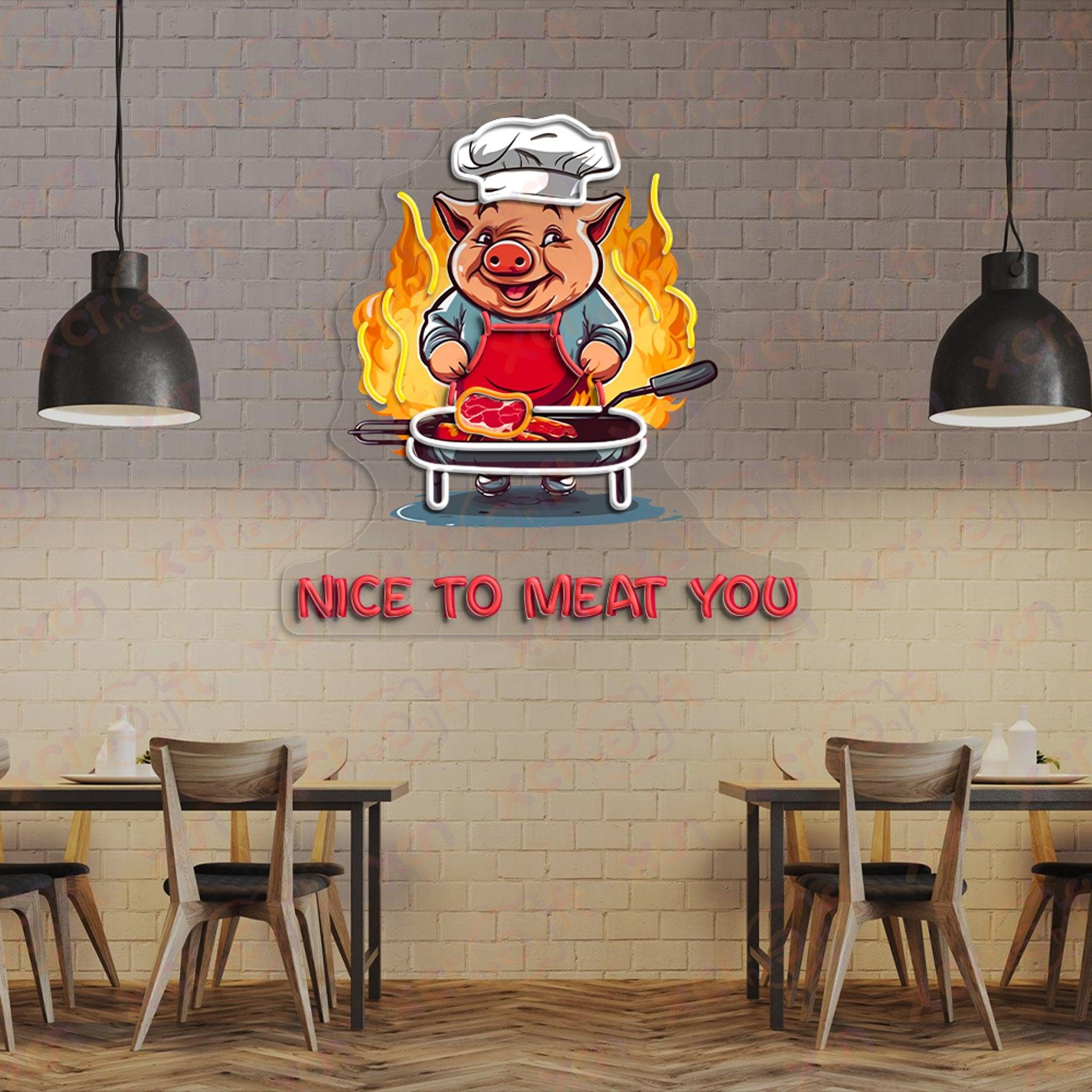 BBQ Restaurant UV Printed LED Neon Sign