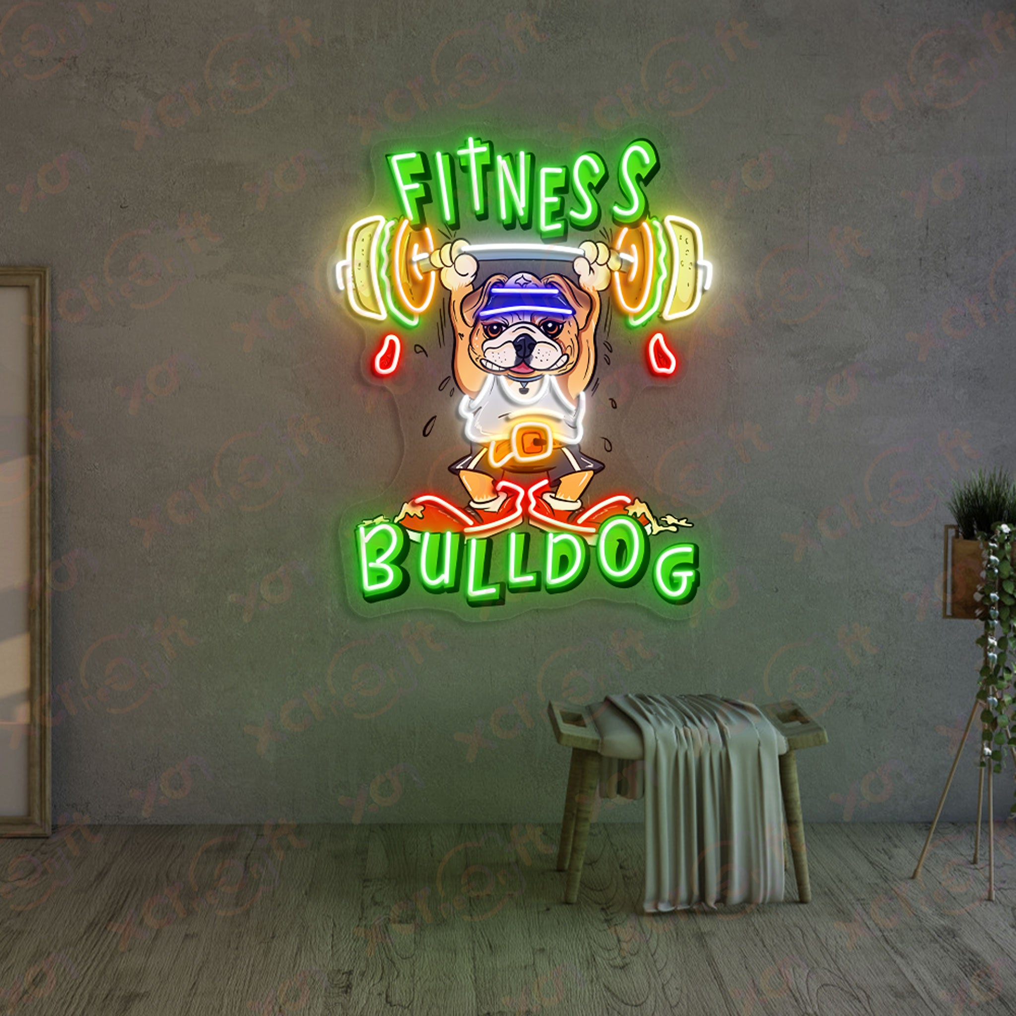 Bulldog Does Fitness LED Neon Light