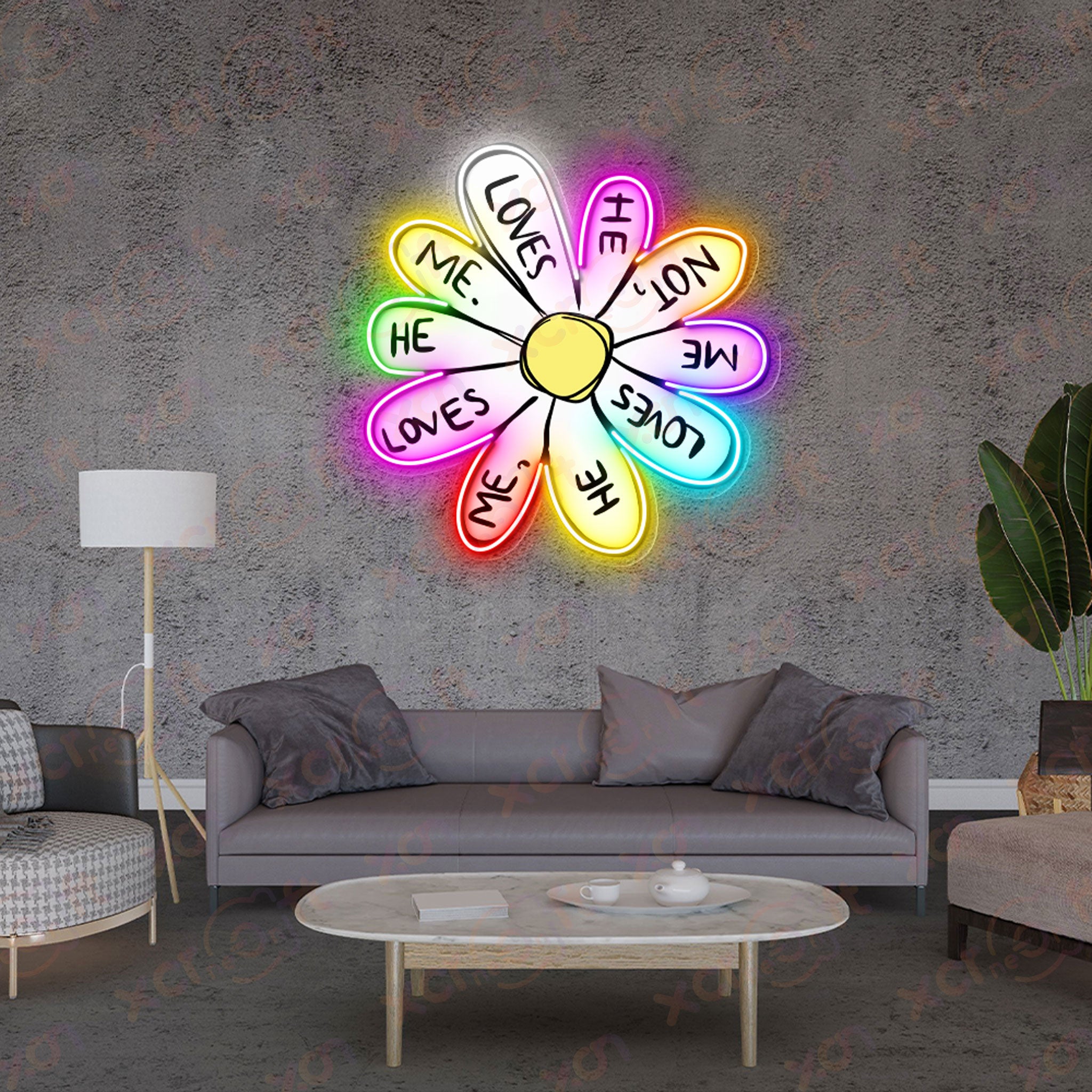 Love flower UV Printed Neon Light