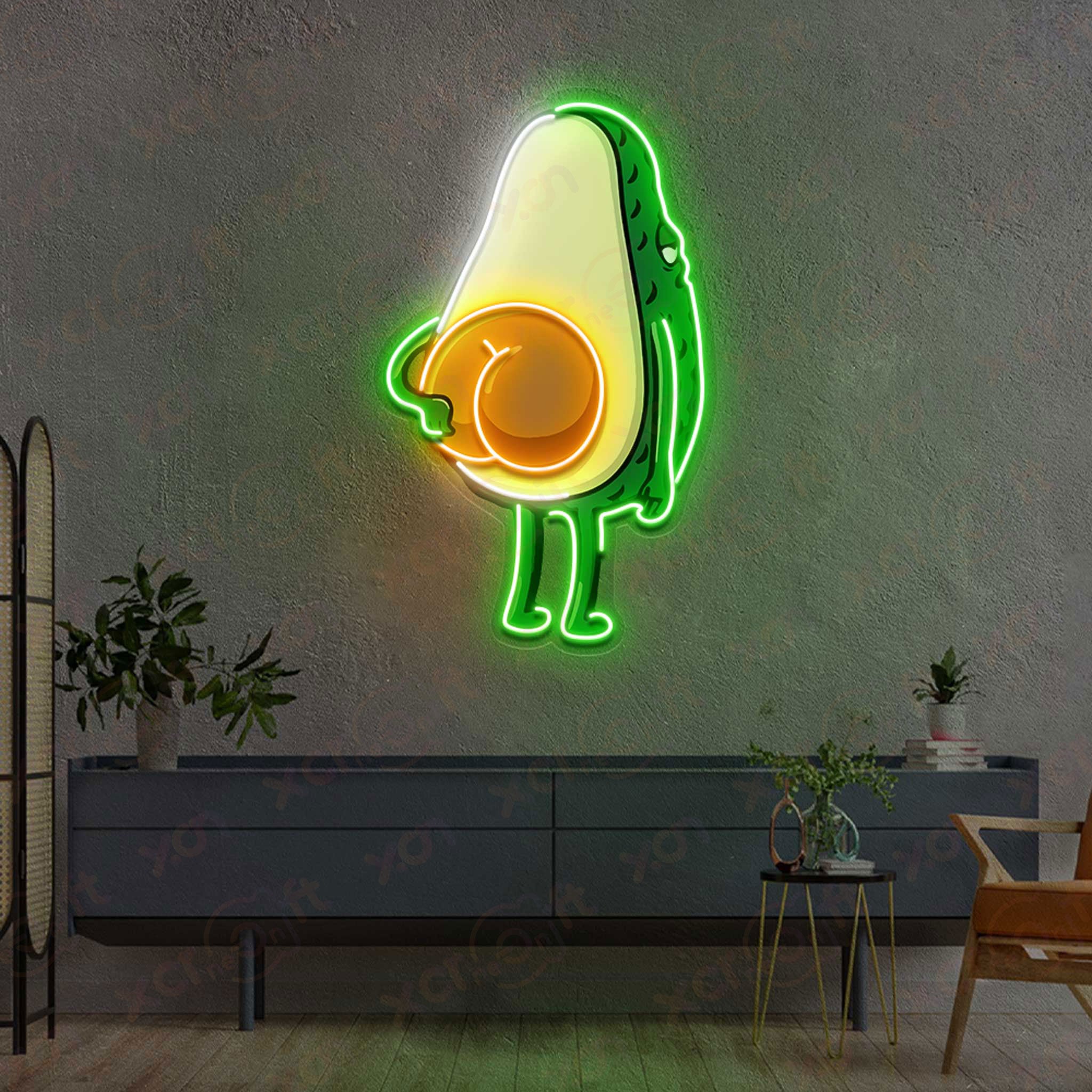 Funny Avocado Butt Cartoon Neon Light