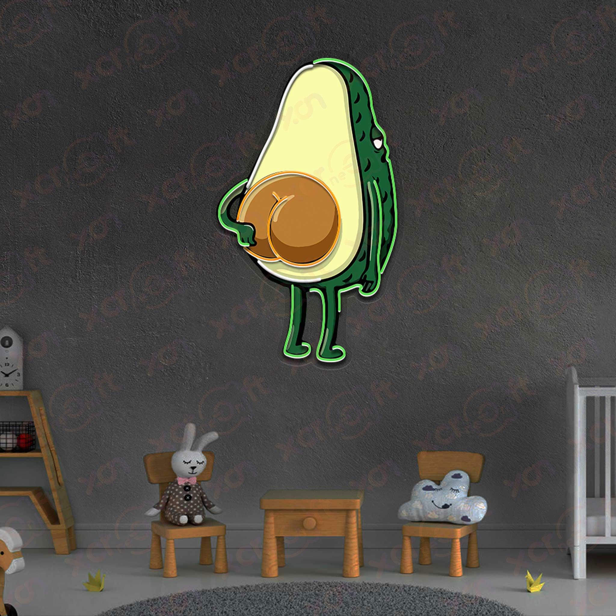 Funny avocado neon wall art