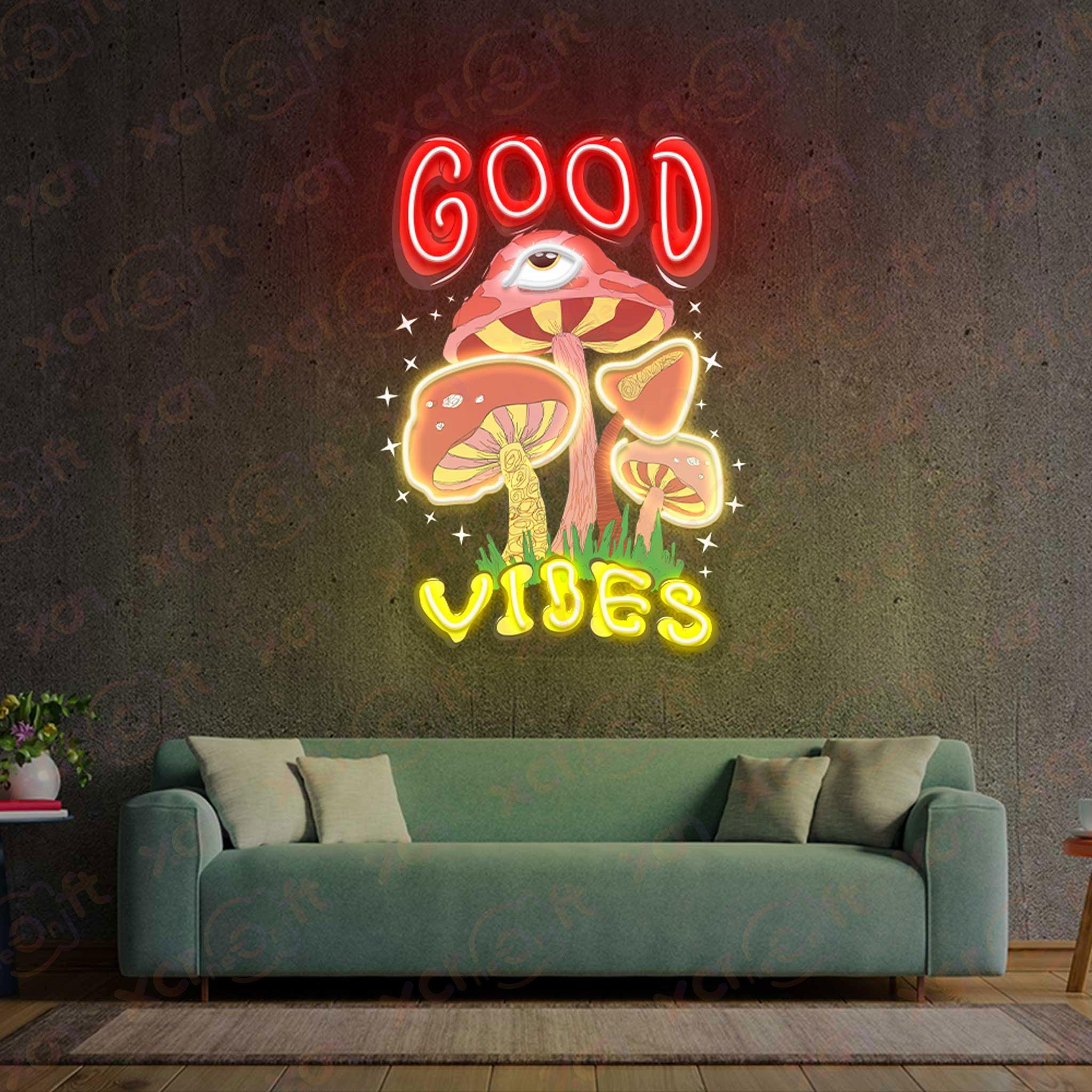 Goodvibes Mushrooms Printed LED Neon Sign