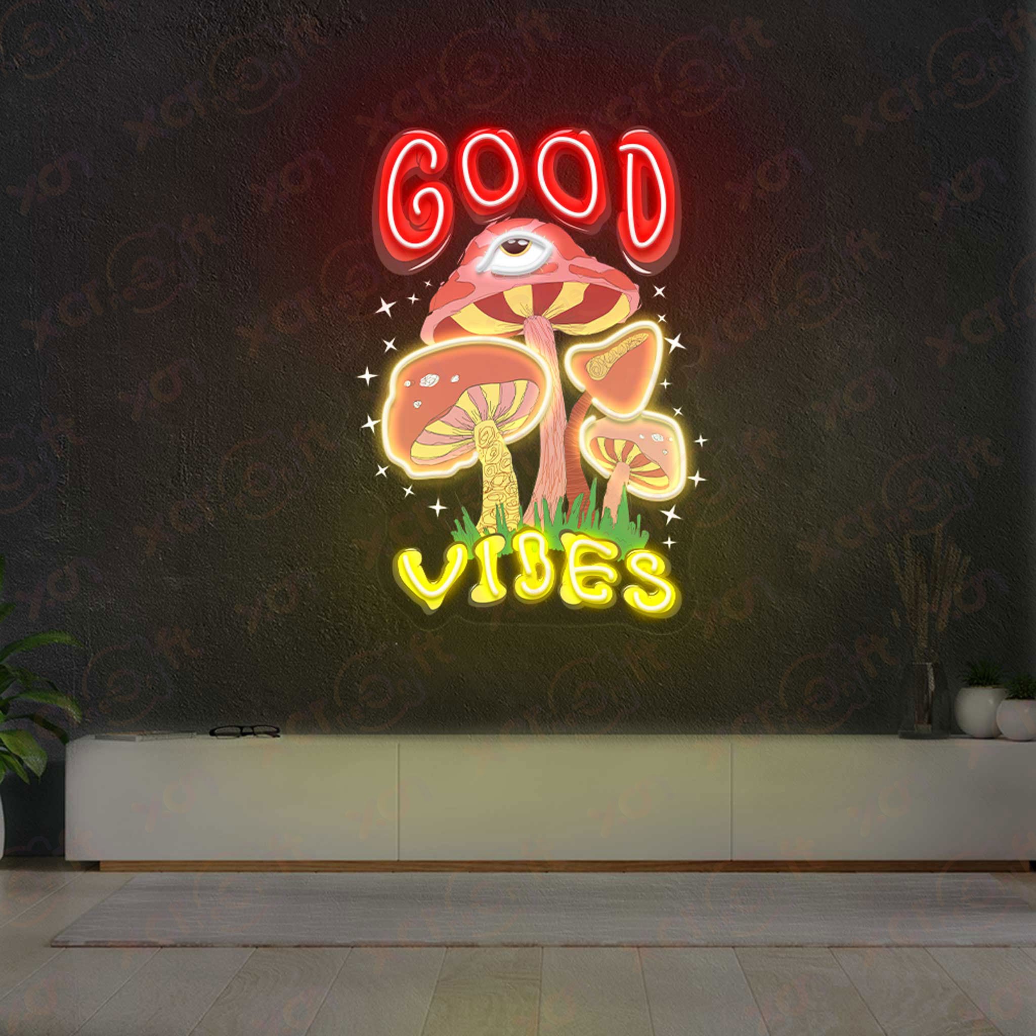 Goodvibes Mushrooms Printed LED Neon Sign