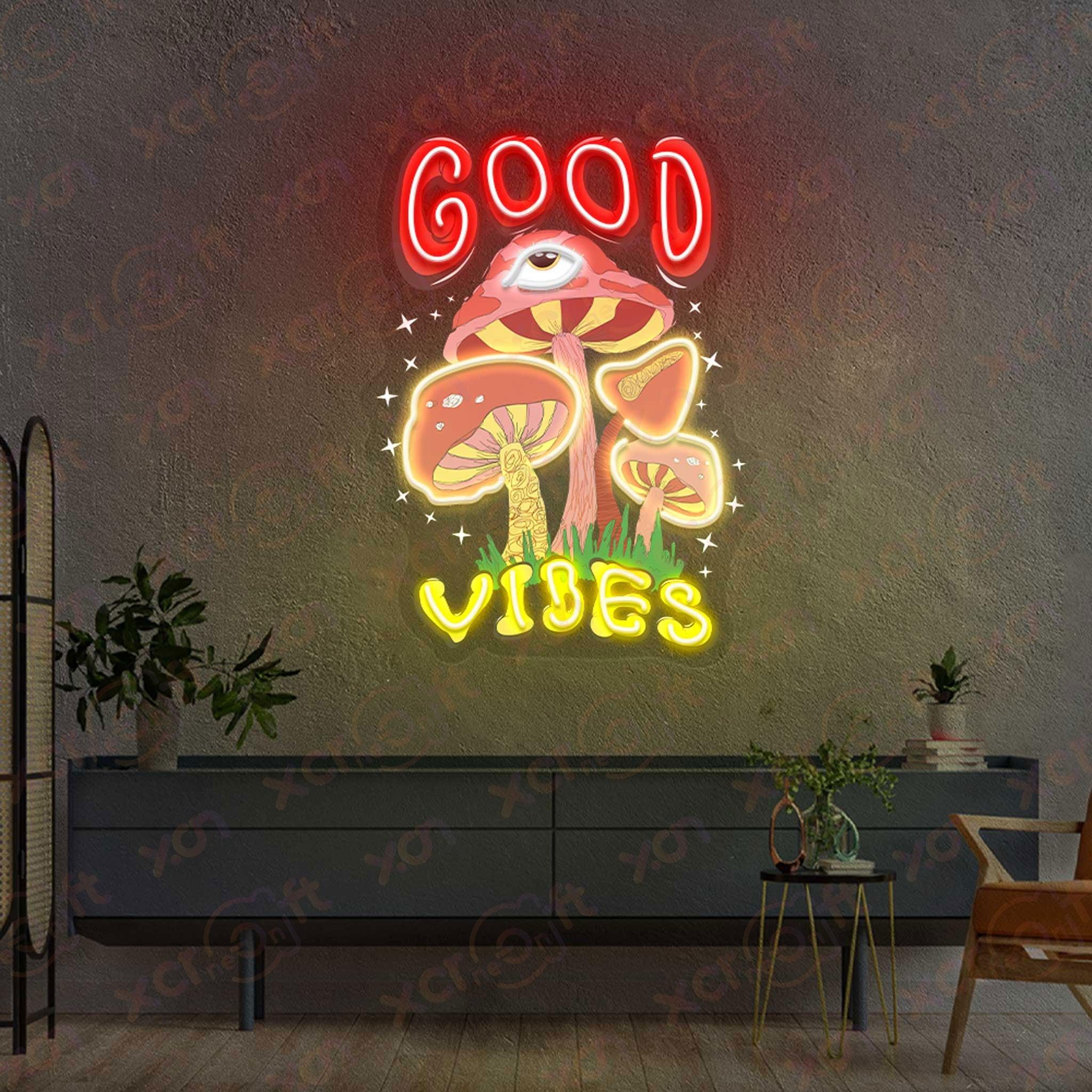 Goodvibes Mushrooms Printed LED Neon Sign