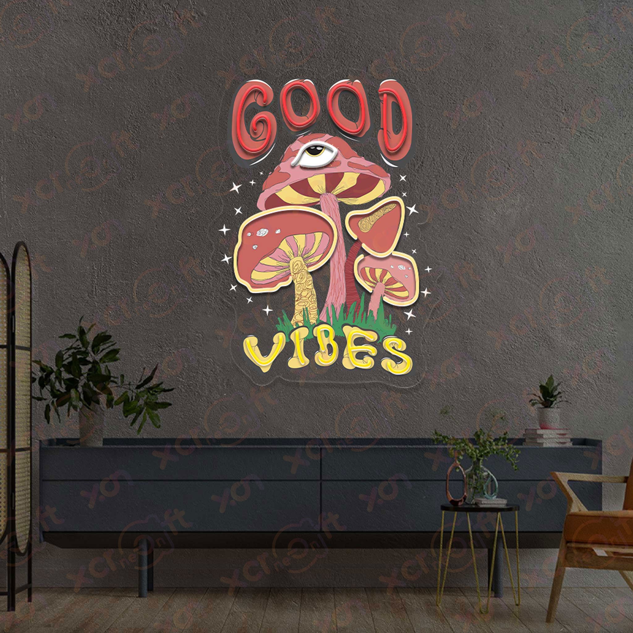 Goodvibes Mushrooms Printed LED Neon Sign