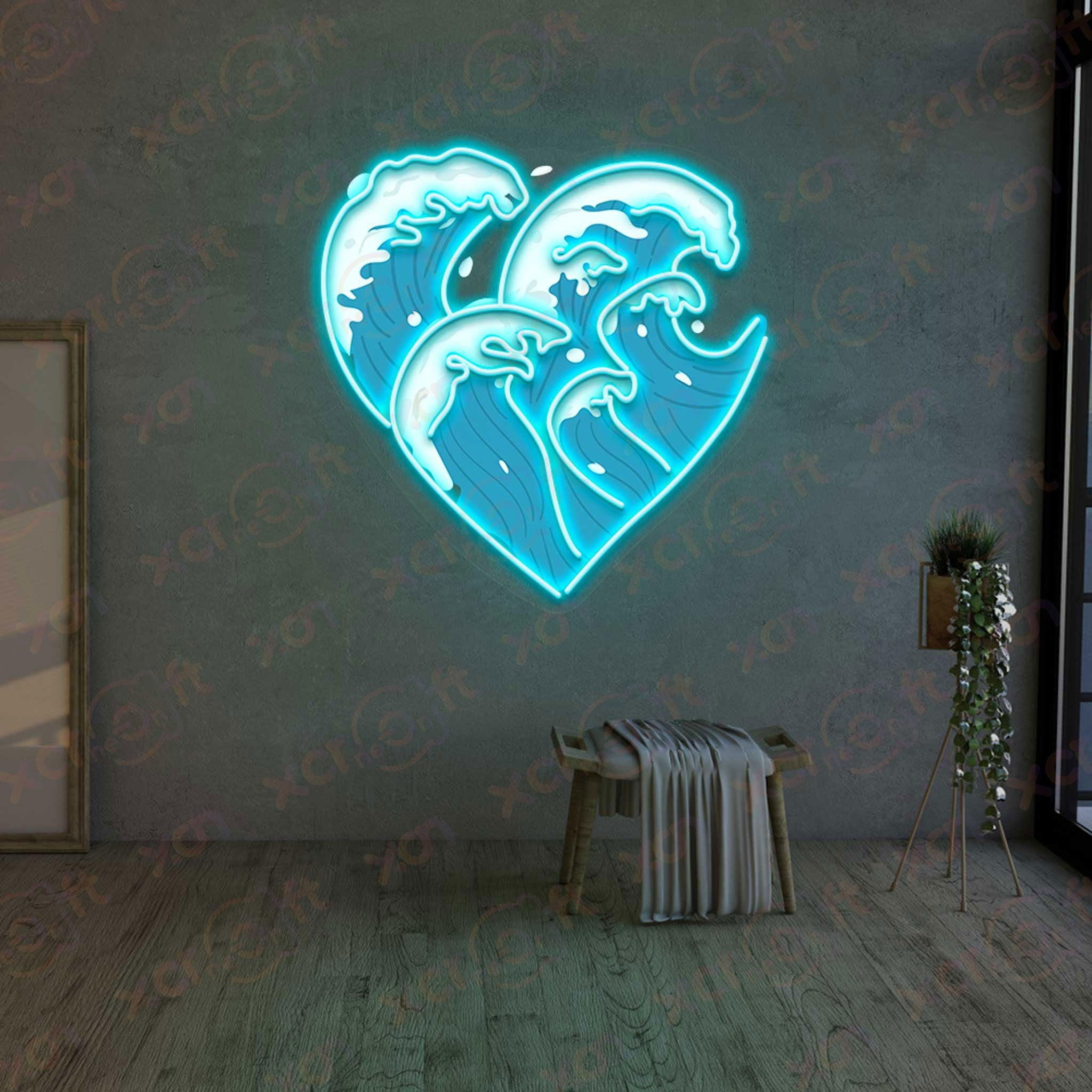 Heart Great Wave Custom Led Neon Decoration - XCraft Neon