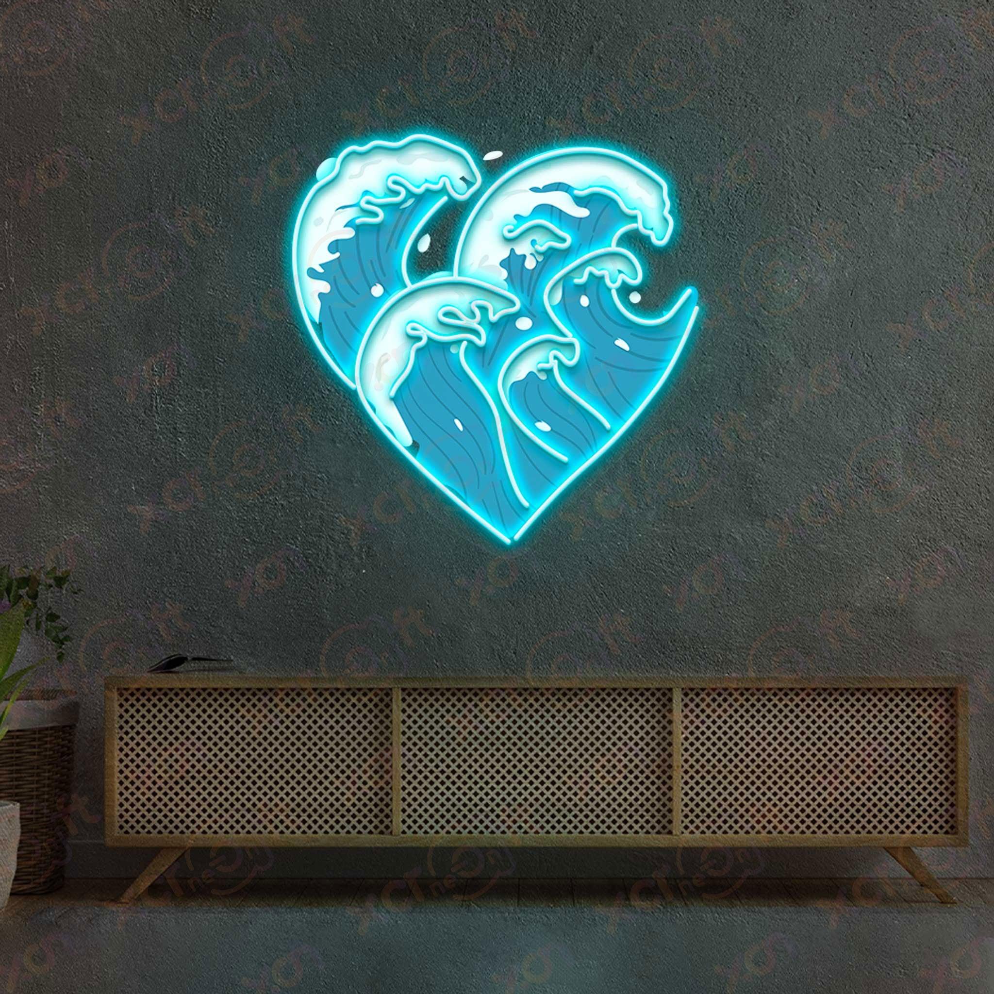 Heart Great Wave Custom Led Neon Decoration - XCraft Neon