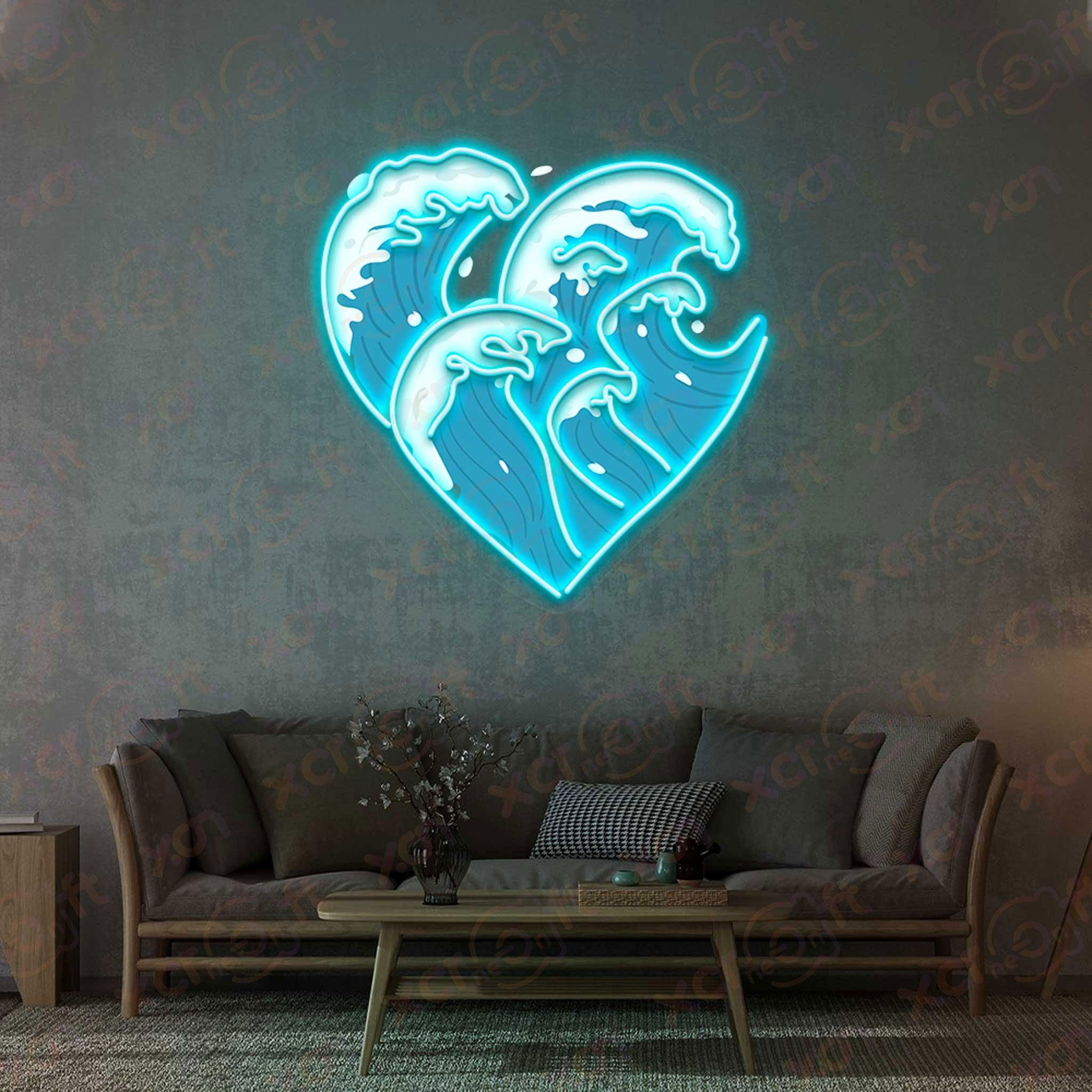 Heart Great Wave Custom Led Neon Decoration - XCraft Neon