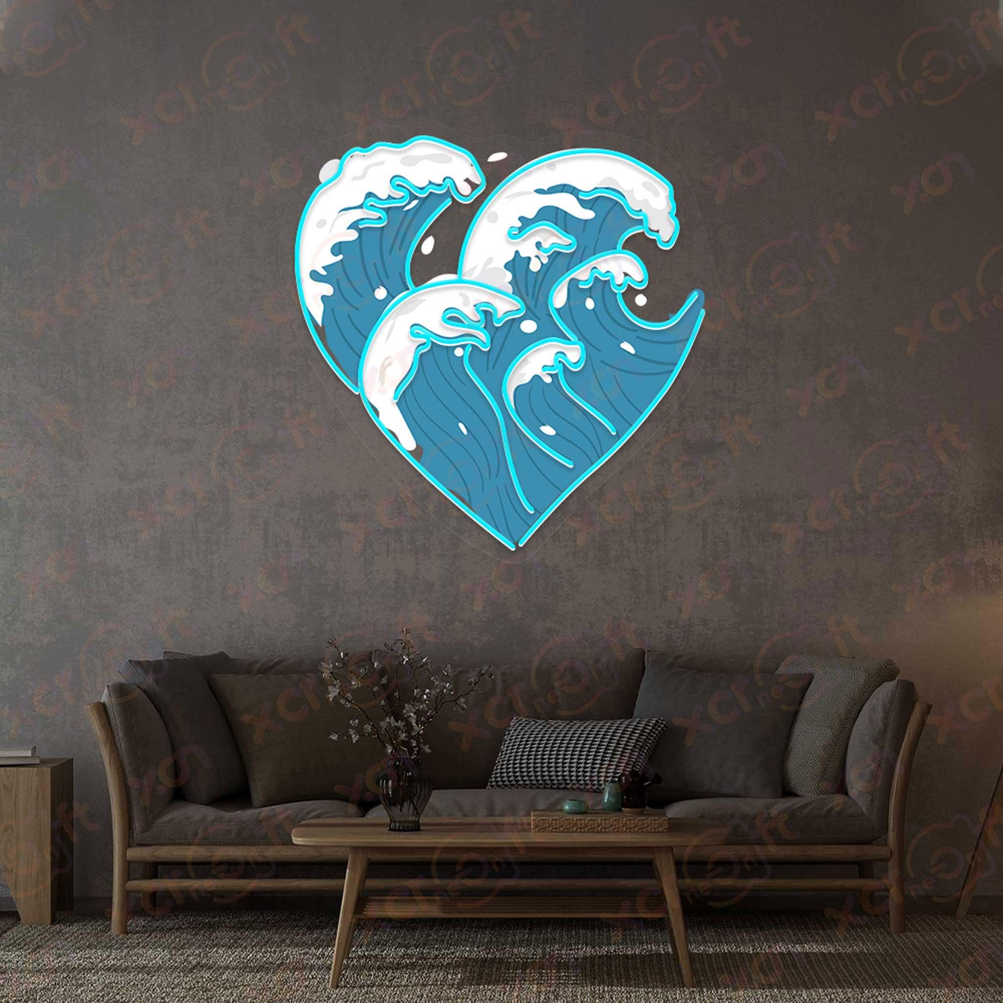 Heart Great Wave Custom Led Neon Decoration - XCraft Neon