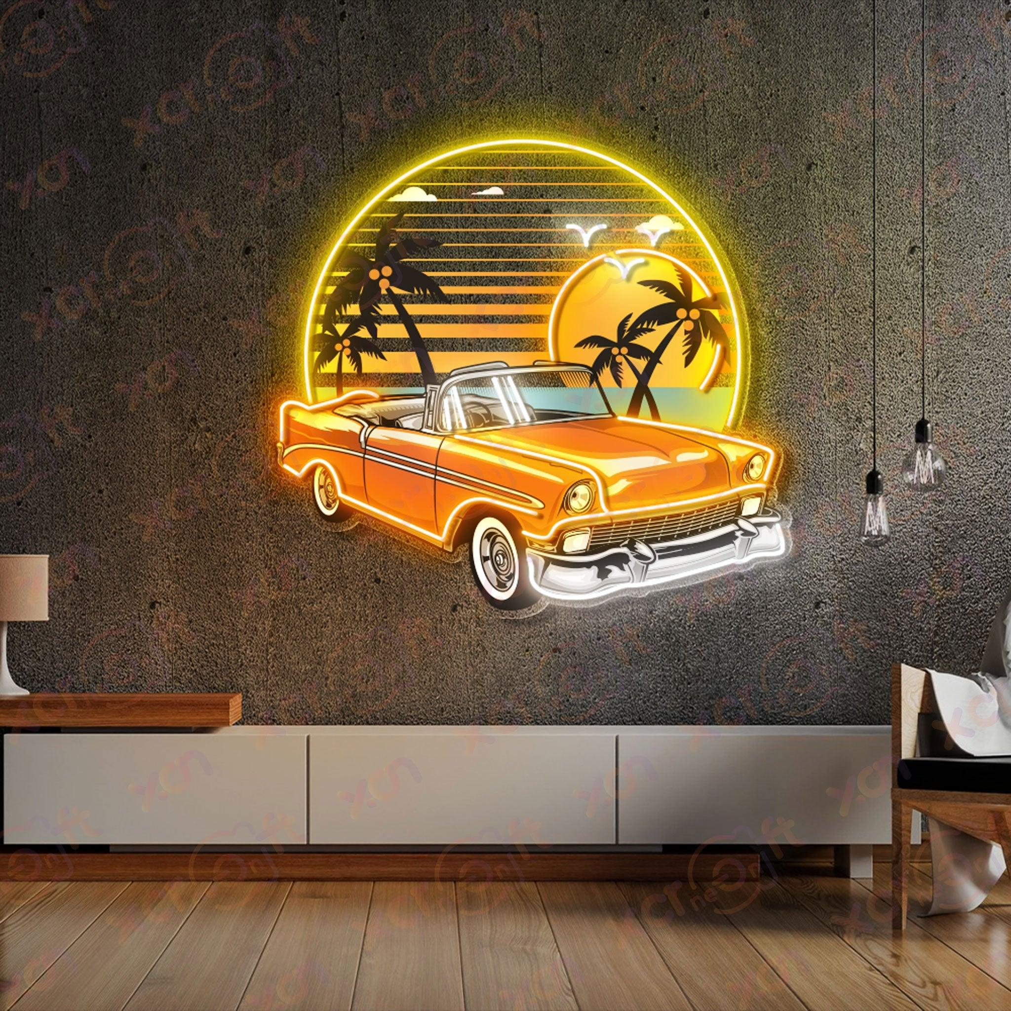 Classic Car Neon Sign: Retro Americana Vibes