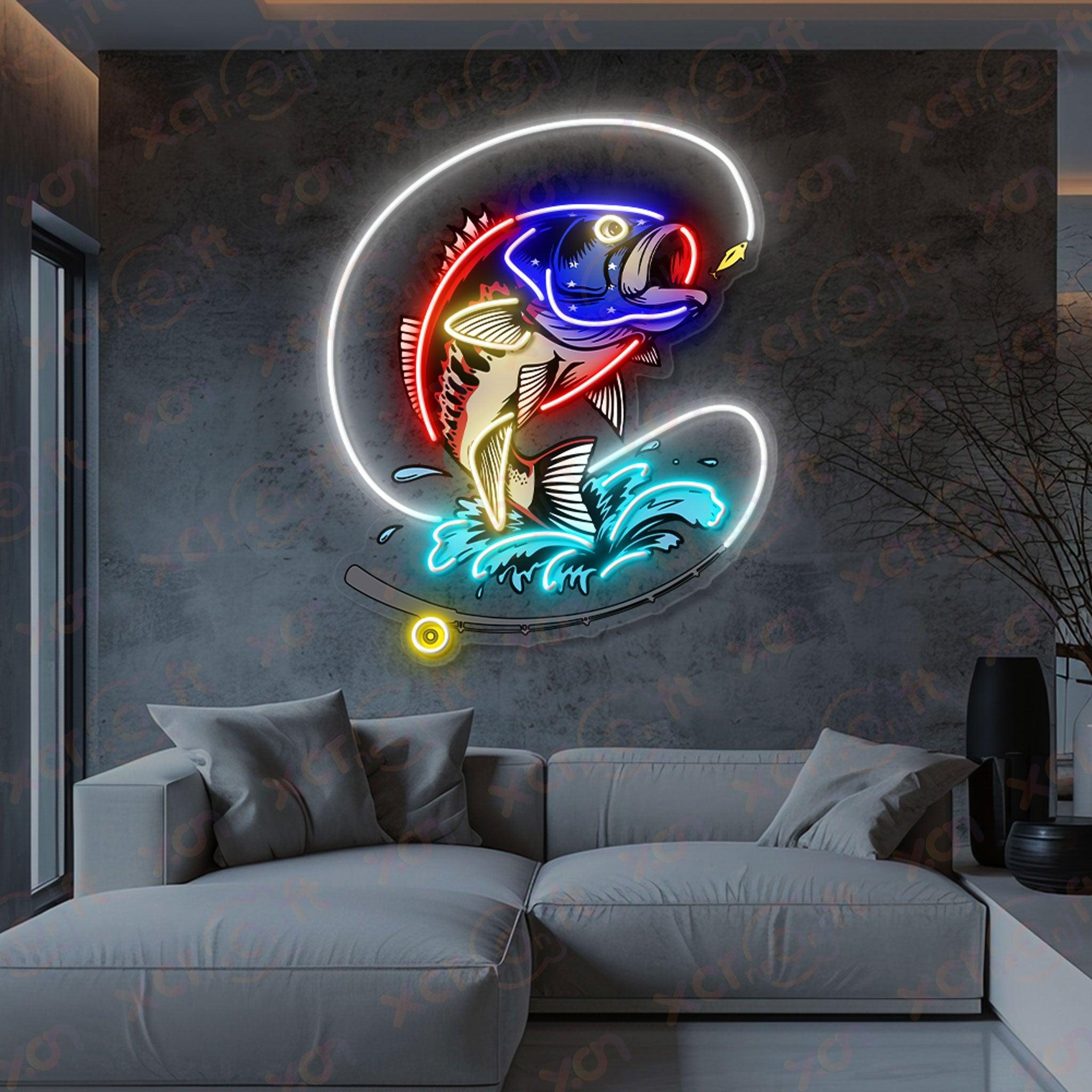 High-quality UV Printed Neon Sign: Artistic Neon Fish for Wall Decor